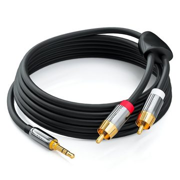deleyCON deleyCON 5m HQ Adapter Audio Kabel - 3,5mm Klinke zu 2x Cinch Stecker Audio-Kabel