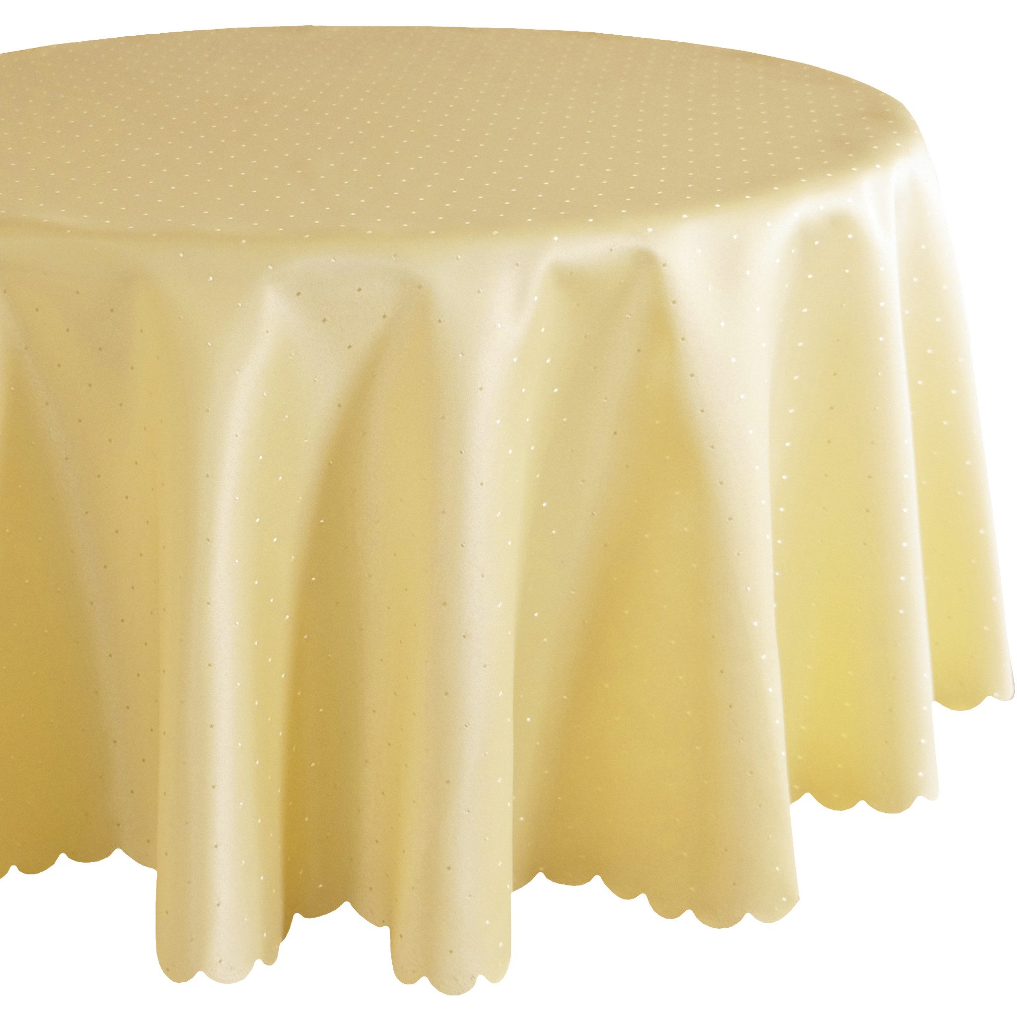 matches21 HOME & HOBBY Tischdecke Tischdecke Ø 130 cm in Gelb für Esstisch & Küche (1-tlg), Waschbares Tischtuch mit gewelltem Rand