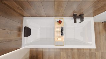 KOLMAN Badewanne Rechteck QUADRO 155x70 + Kopfstütze KODI, Ablaufgarnitur & Füße GRATIS