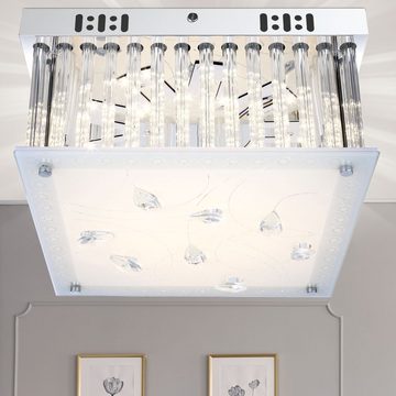 Globo LED Deckenleuchte, LED-Leuchtmittel fest verbaut, Warmweiß, Design LED Deckenlampe mit Kristallbehang und Stäben HEIDIR