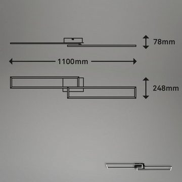 Briloner Leuchten LED Deckenleuchte 3145015 FRAME, CCT - über Fernbedienung, Nachtlichtfunktion, Timerfunktion, LED fest integriert, Kaltweiß, Neutralweiß, Tageslichtweiß, Warmweiß, Deckenlampe, 110x24,8x7,8cm, Schwarz, 40W, Wohnzimmer, Schlafzimmer