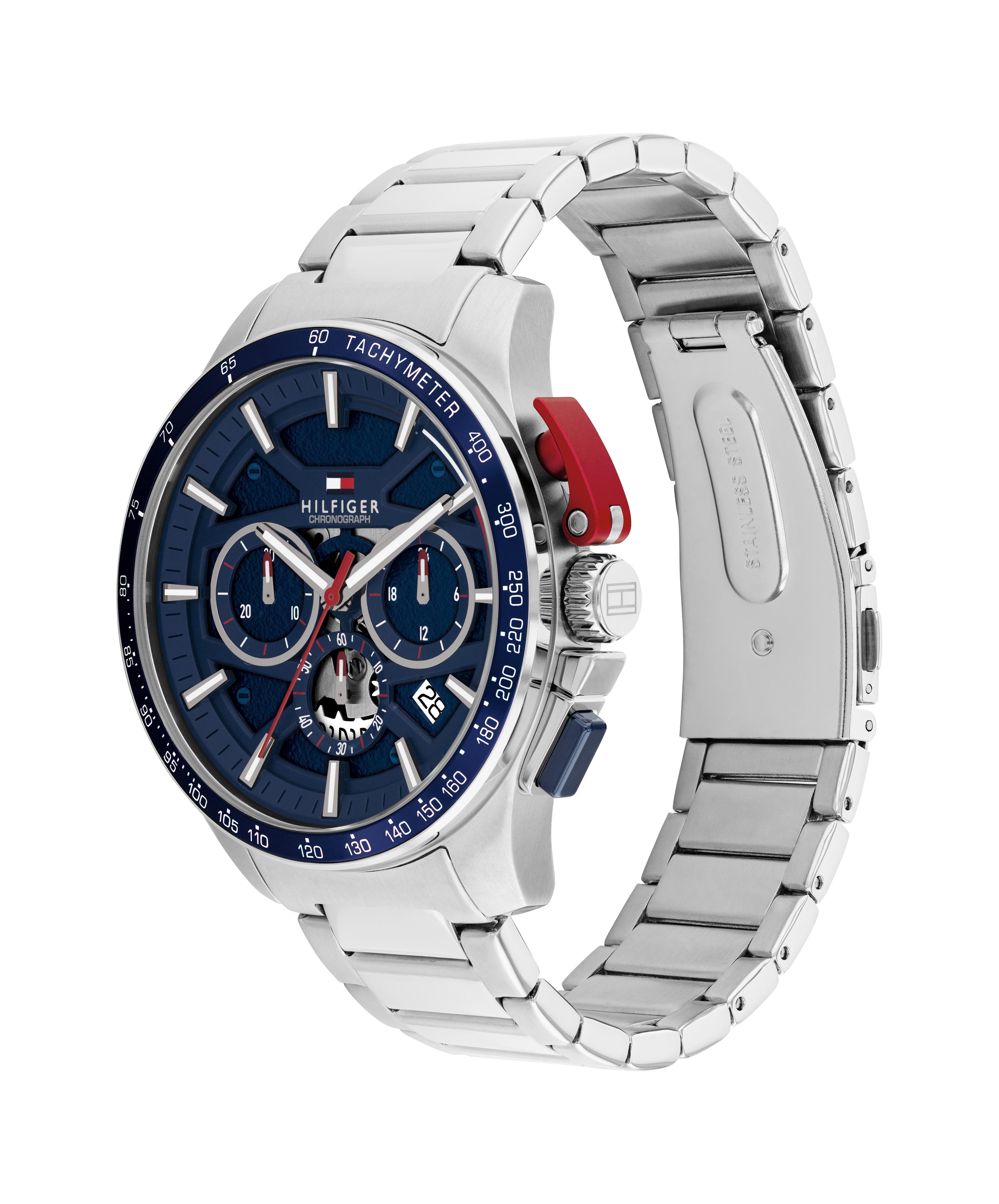 Tommy Hilfiger Chronograph BANK 1792261, Quarzuhr, Armbanduhr, Herrenuhr, Edelstahlarmband, analog, Tag