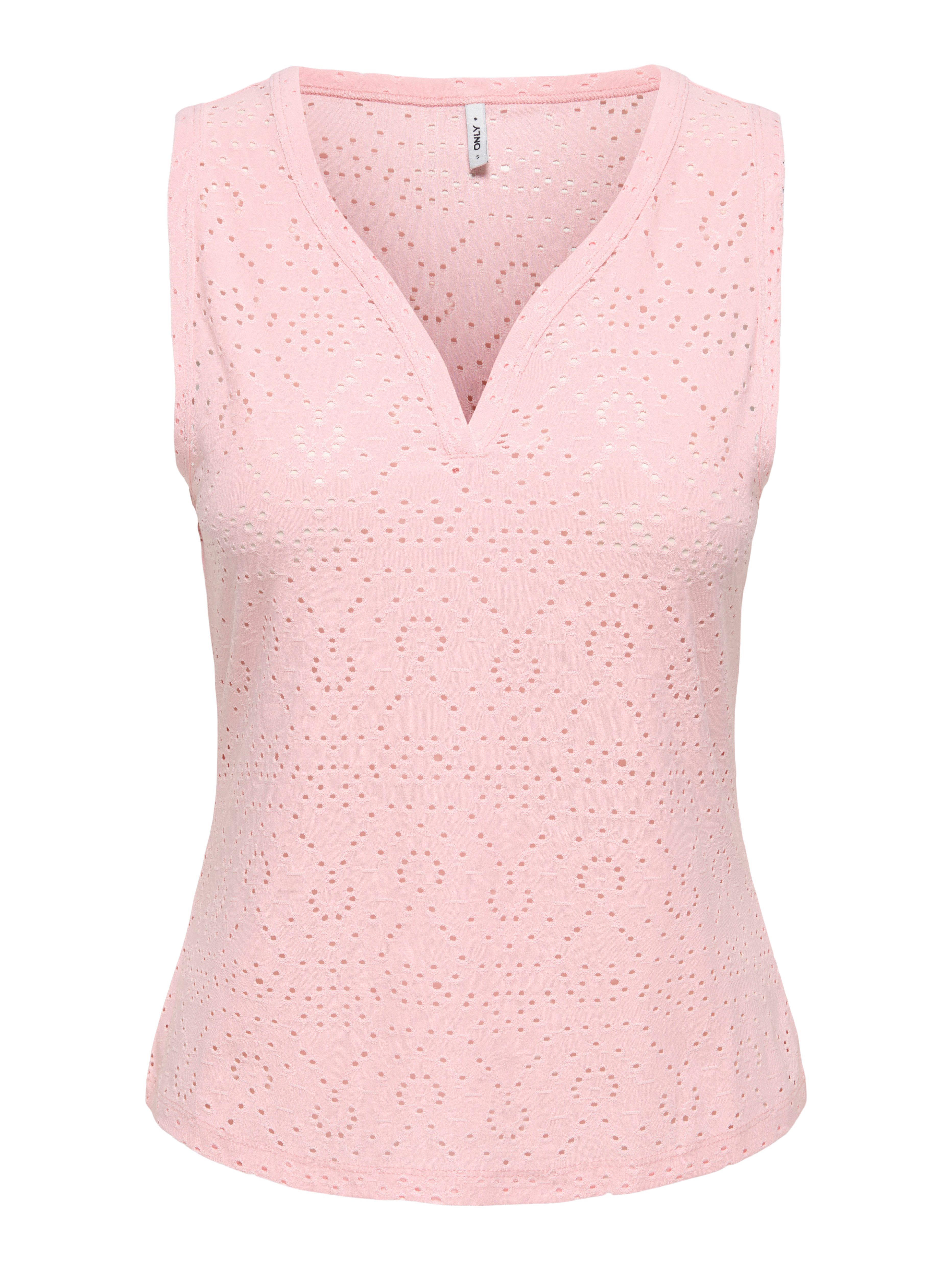 ONLY Spitzentop ONLSMILLA S/L V-NECK TOP JRS Materialmix, regular fit, V-Ausschnitt