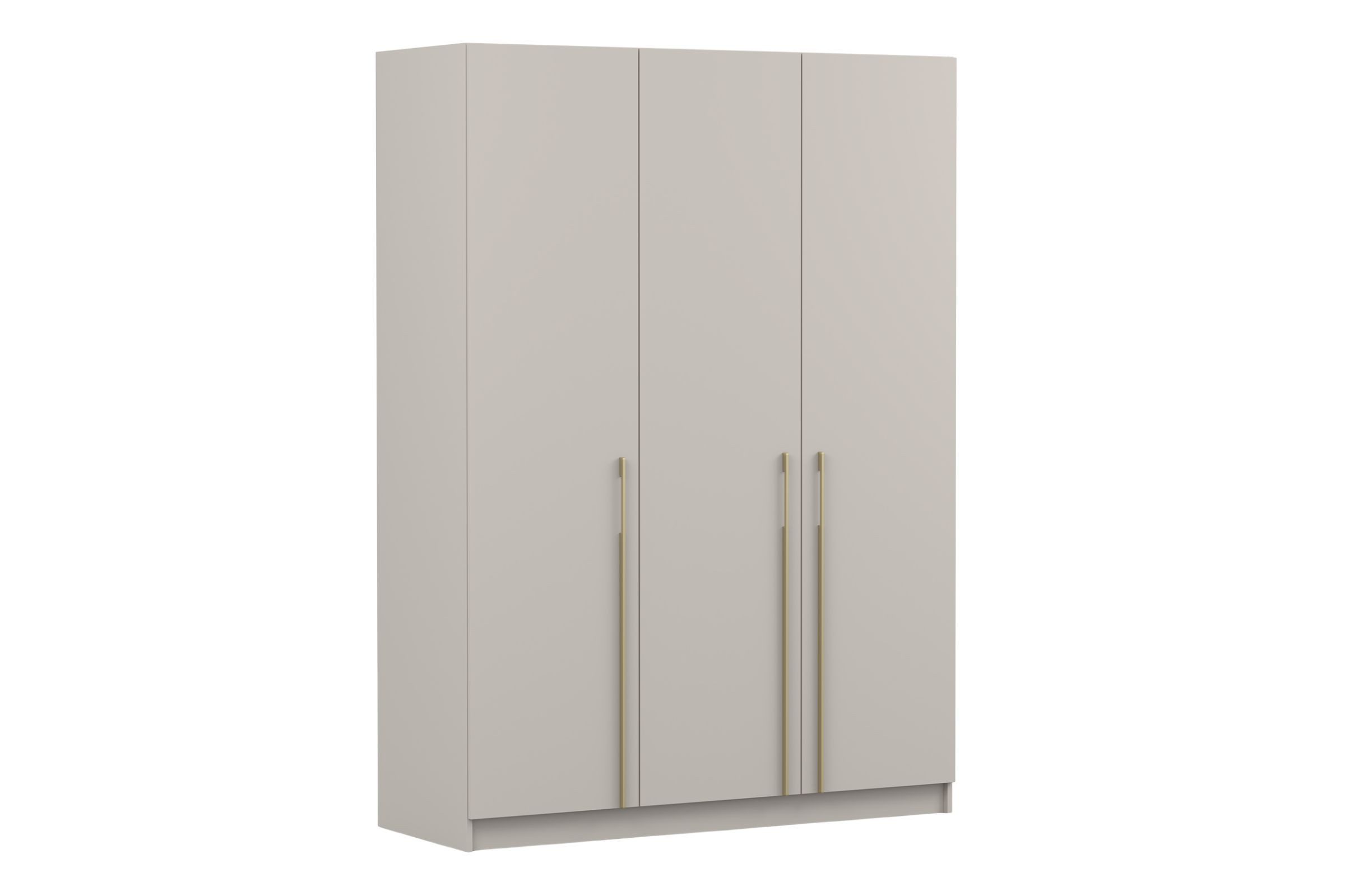 Deine Möbel 24 Kleiderschrank MIRELO 3-türig 150x210x57 cm – mit goldfarbenen Griffen viel Stauraum (Drehtürenschrank, 1-St., Einzelmöbel – frei kombinierbar mit weiteren Möbeln der Serie MIRELO) in Weiß Matt / Cashmere
