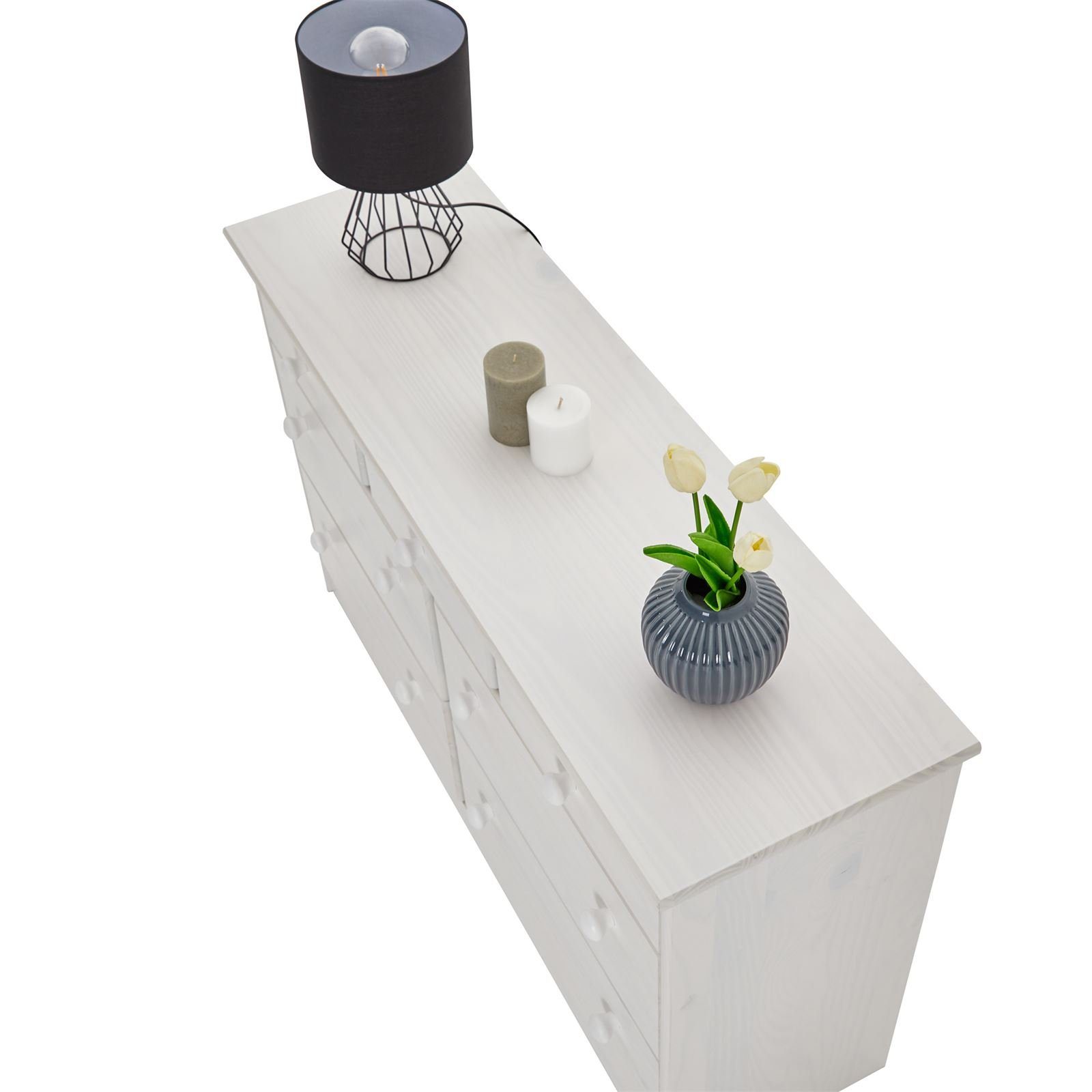 IDIMEX Kommode RONDO, Sideboard Anrichte 7 Schubladen Möbel Holz Kiefer massiv Landhaus