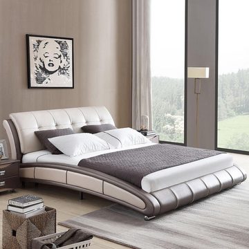 JVmoebel Bett Design Leder Bett Polster Doppel Hotel Betten Ehe 180x200 cm Luxus