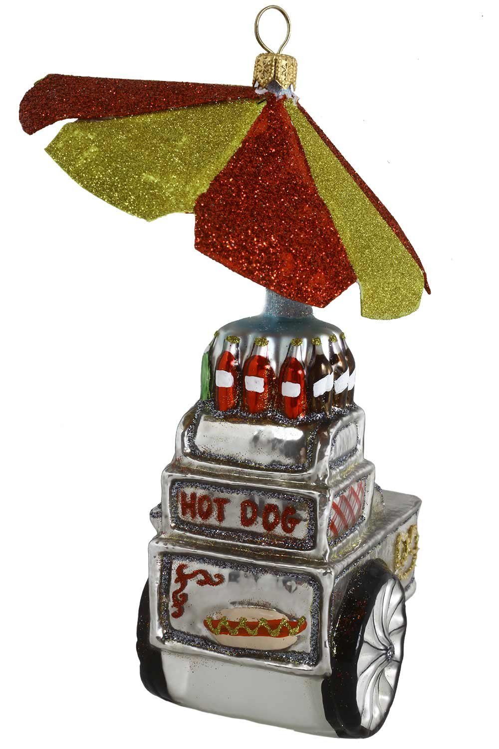 Christbaumschmuck mundgeblasen Dekohänger Weihnachtskontor Hamburger handdekoriert - - Hot-Dog-Stand,