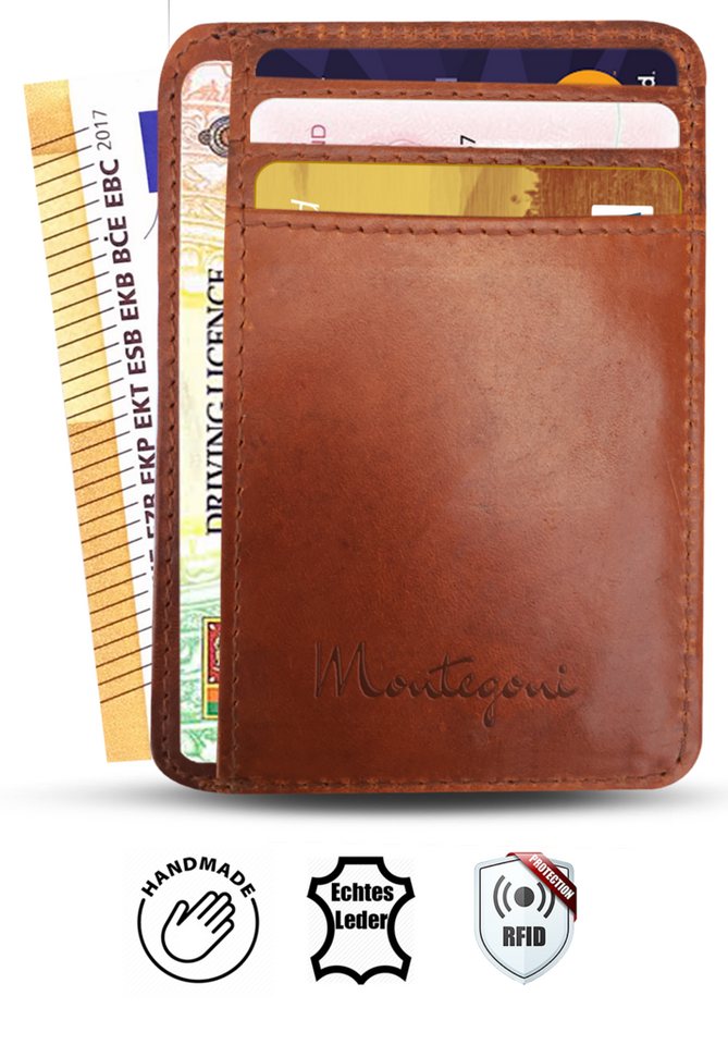 Wrischan Kartenetui 100% Echtleder Kartenetui SEHR Slim und FLACH Kreditkartenetui (Slim Wallet), Kartenhalter für bis zu 12 Kreditkarten, Brieftasche, Mini Geldbörse
