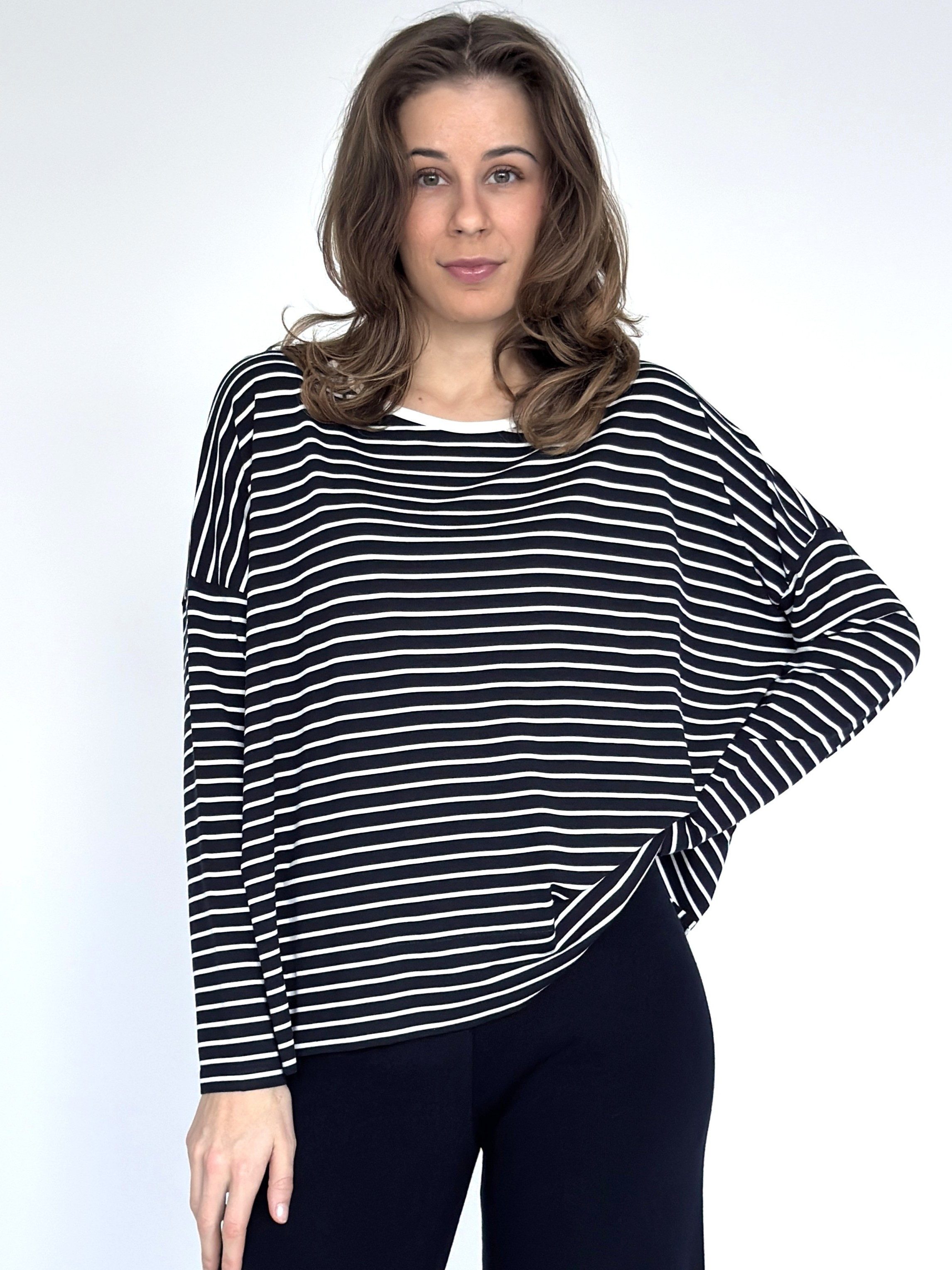 Zuckerwatte Langarmshirt mit Streifen, locker geschnitten, günstig online kaufen