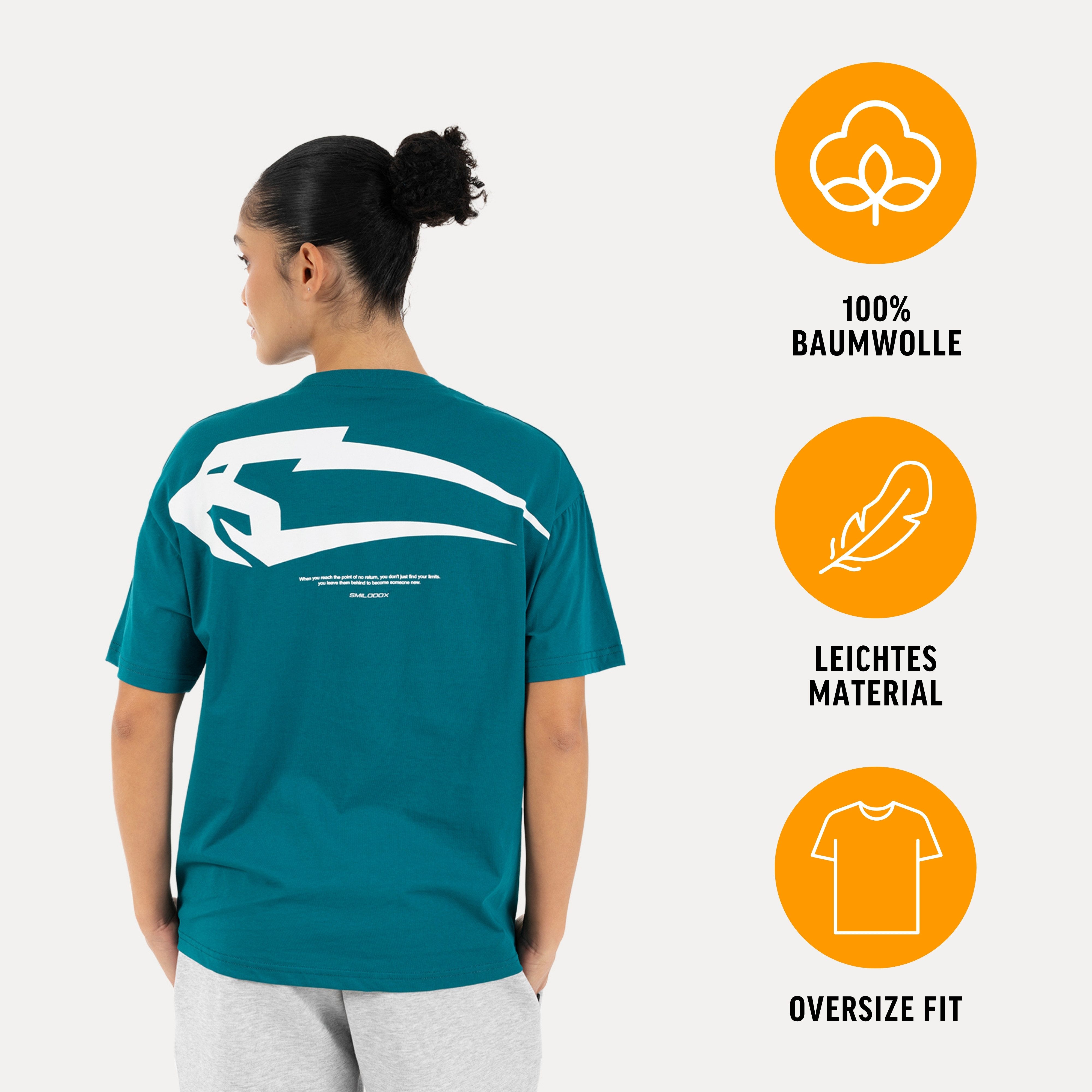Smilodox T-Shirt Tane, T-Oberteil Unisex Oversize Shirt mit Backprint & Logo Rundhalsausschnitt, Brustlogo, Streetwear, Herren & Damen