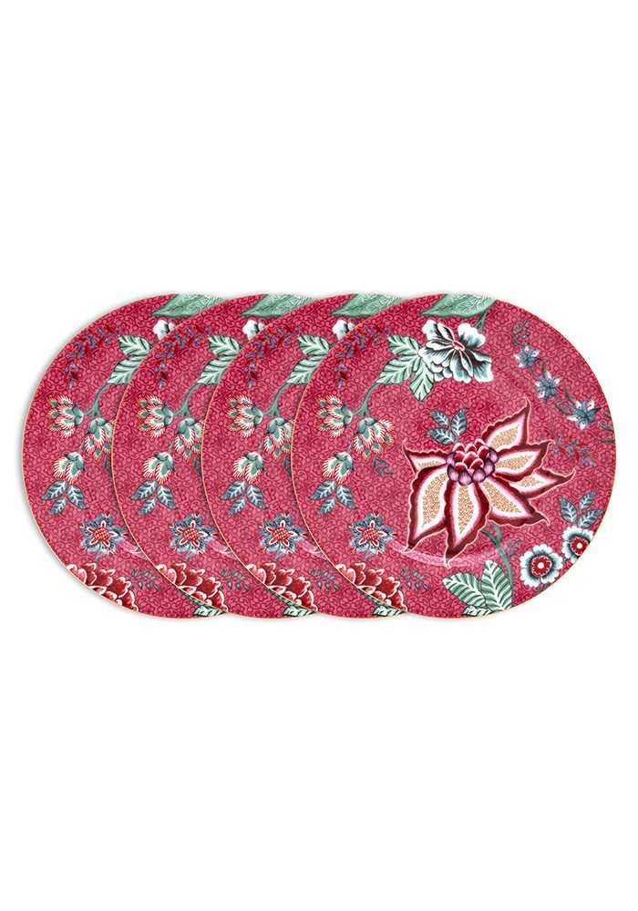PiP Studio Teller-Set Kuchen-Teller Flower Festival, Ø 17 cm (4-tlg), 4 Personen, Porzellan, Frühstücksteller im 4er Set