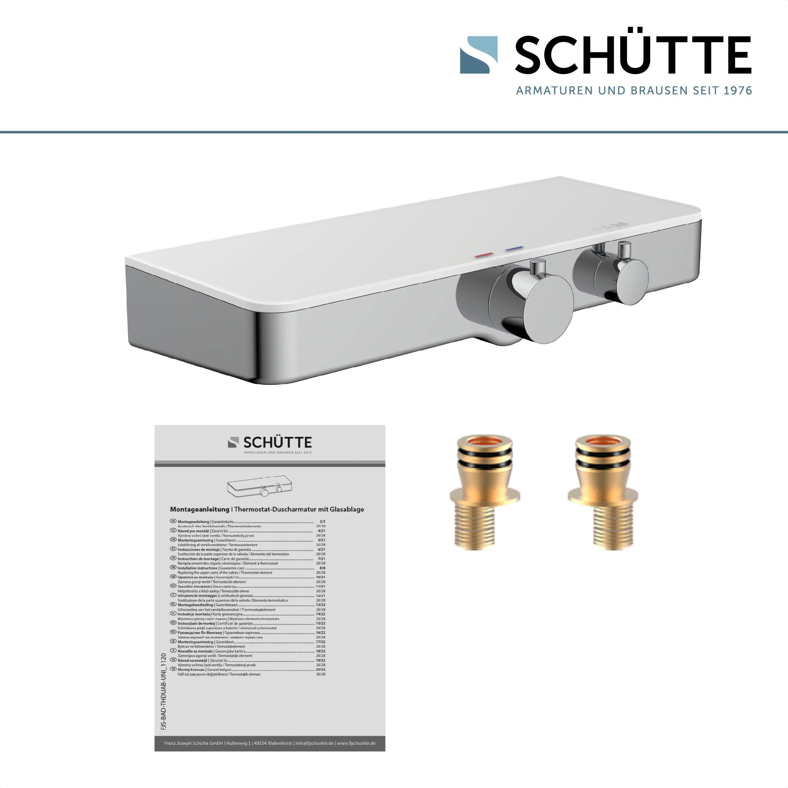 Schütte Duscharmatur Ocean mit Thermostat, Mischbatterie Dusche mit Ablage, Duschthermostat