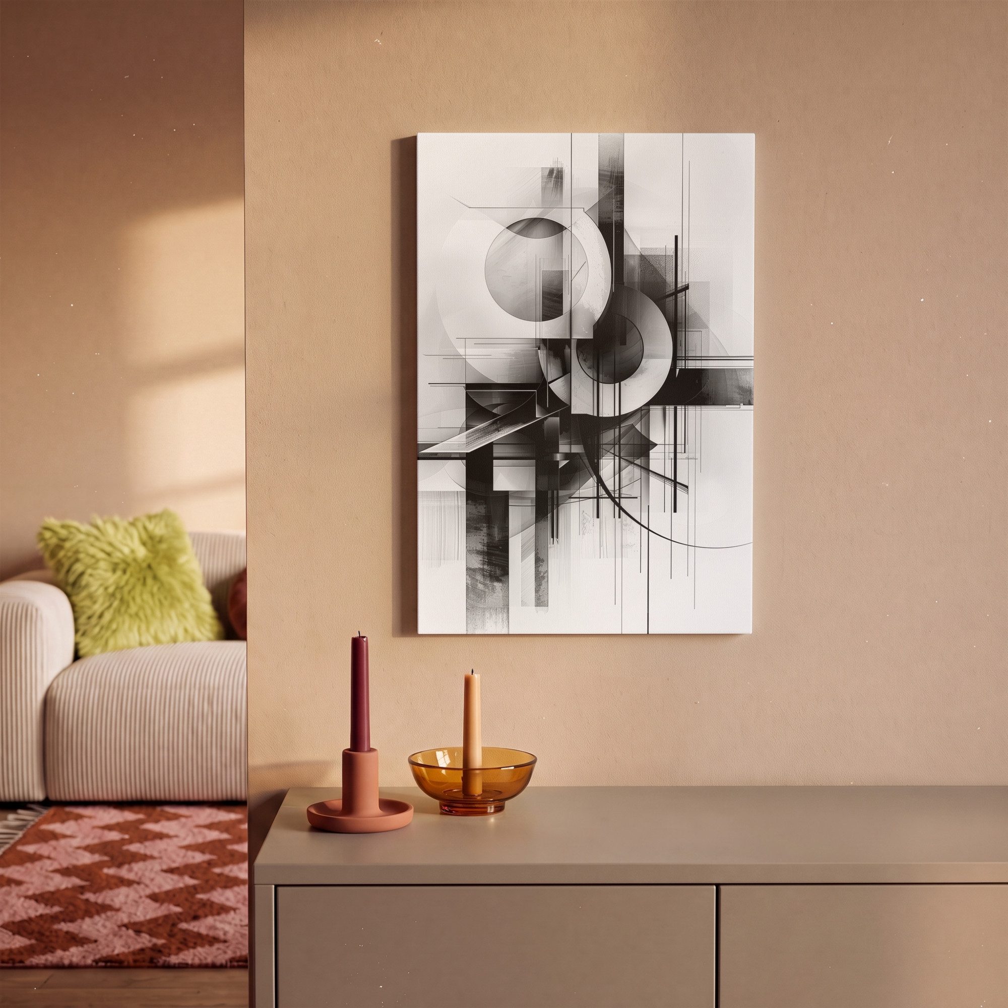 OneMillionCanvasses® Leinwandbild Abstrakt - Kunst - Modern - Schwarz und weiß, Fotodruck (1 St), Leinwand Canvas Wandbild, Wanddekoration 20x30 cm – Bild 2 von 5