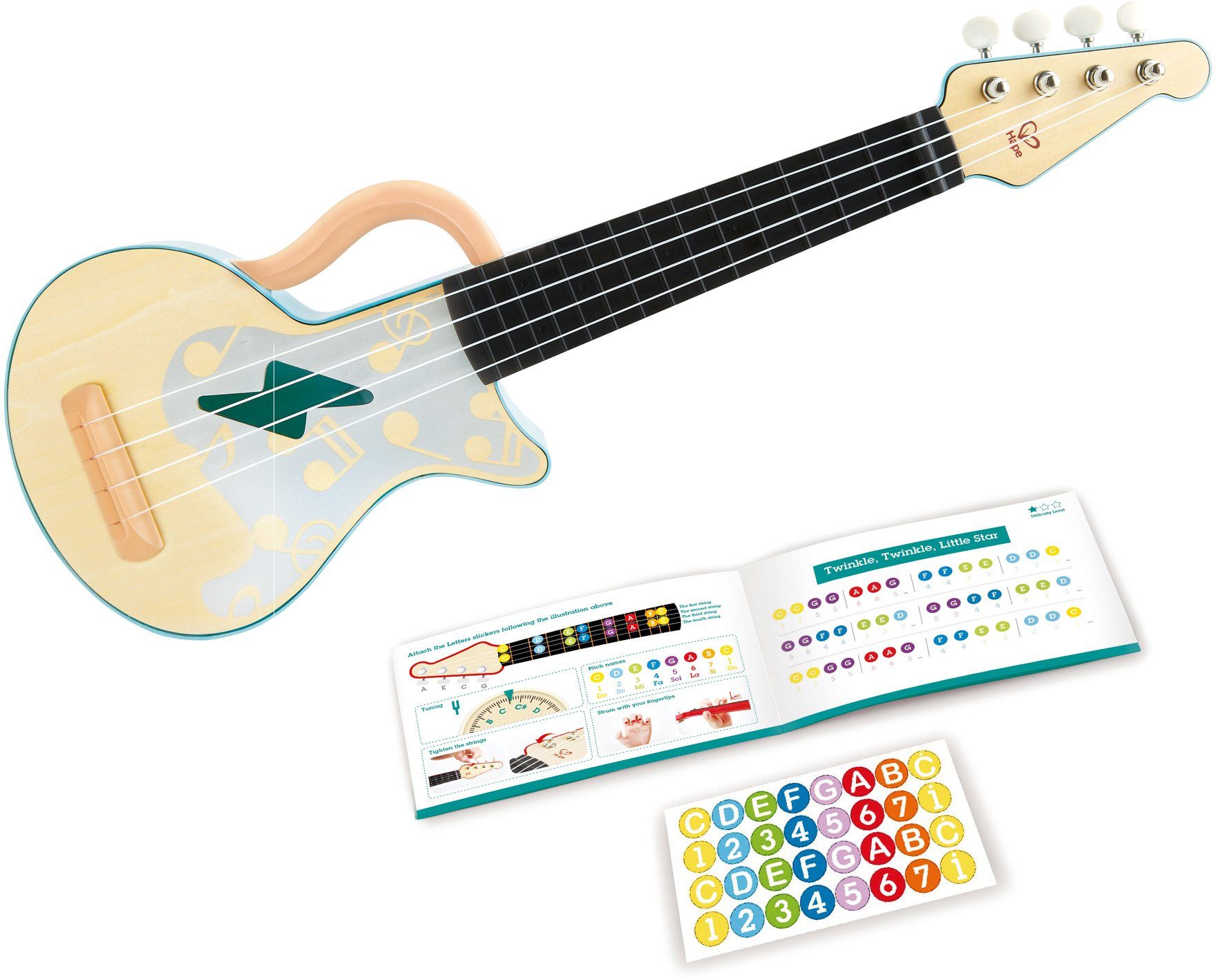 Hape Spielzeug-Musikinstrument Rock'n'Roll Lern-Ukulele günstig online kaufen
