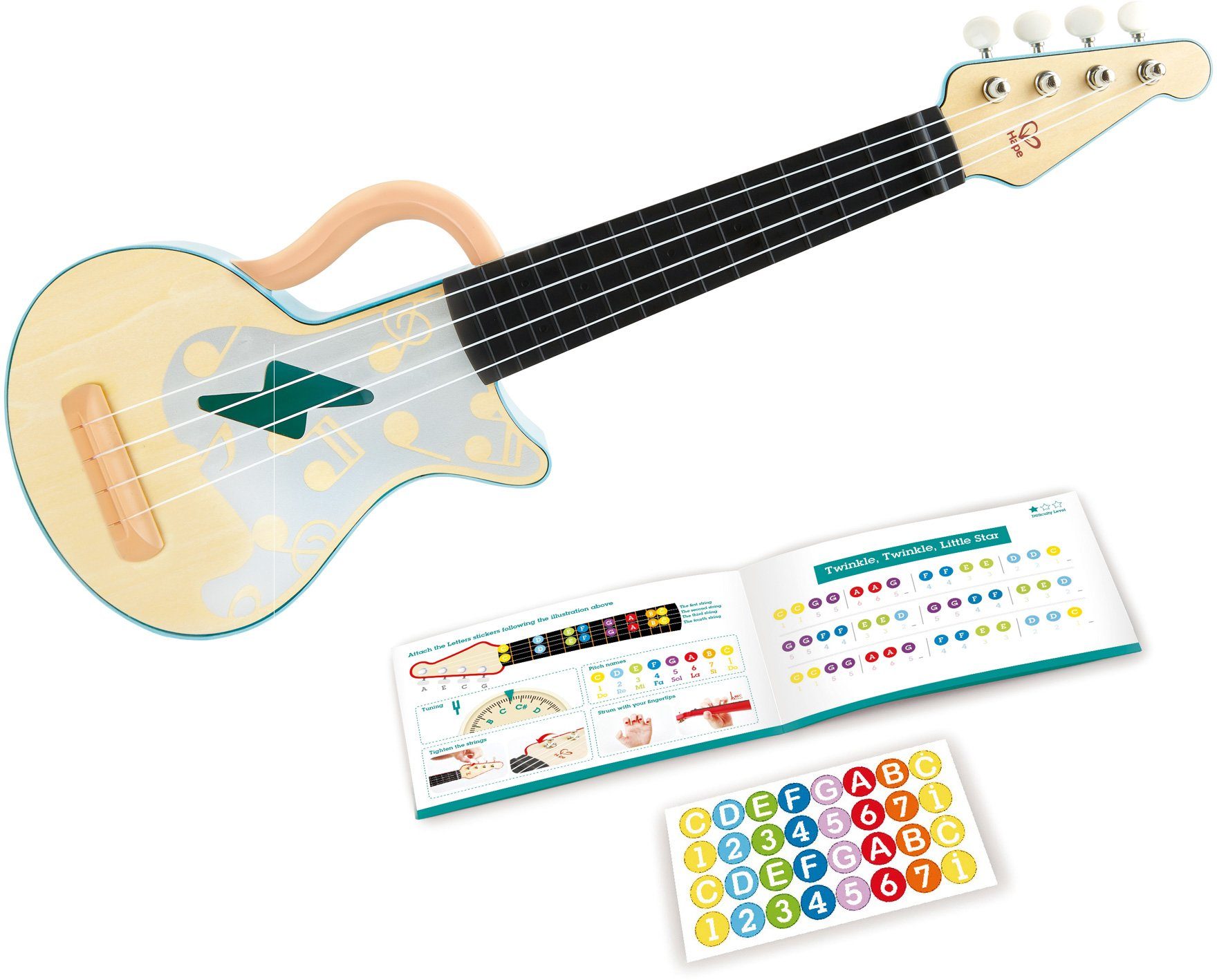 Hape Spielzeug-Musikinstrument Rock'n'Roll Lern-Ukulele