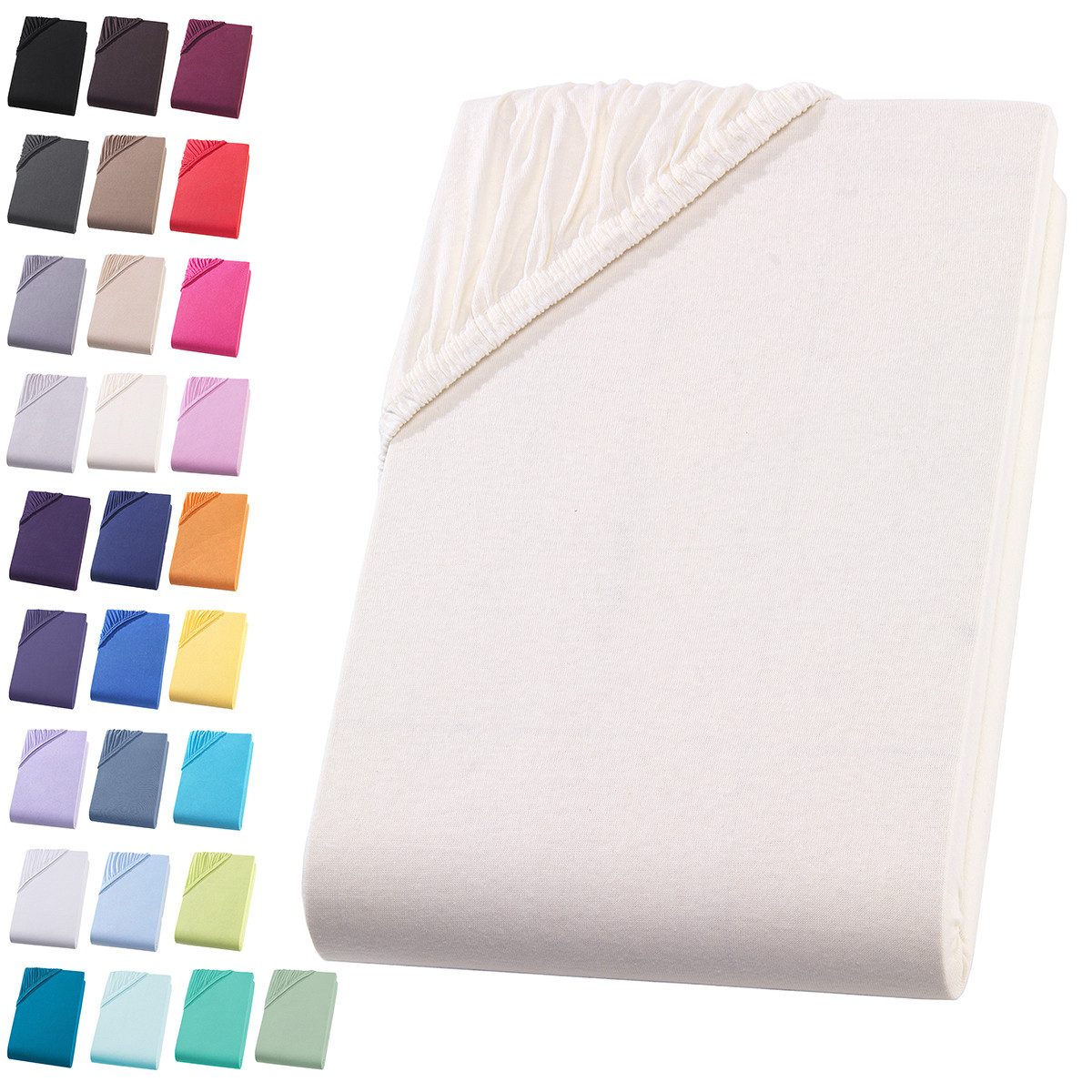Visaggio Spannbettlaken Jersey aus 100% Baumwolle Boxspringbett / Wasserbett Spannbetttuch, Jersey, Gummizug: rundum, Spannbettlaken, für Matratzenhöhen bis 32 cm, Steghöhe 40 cm