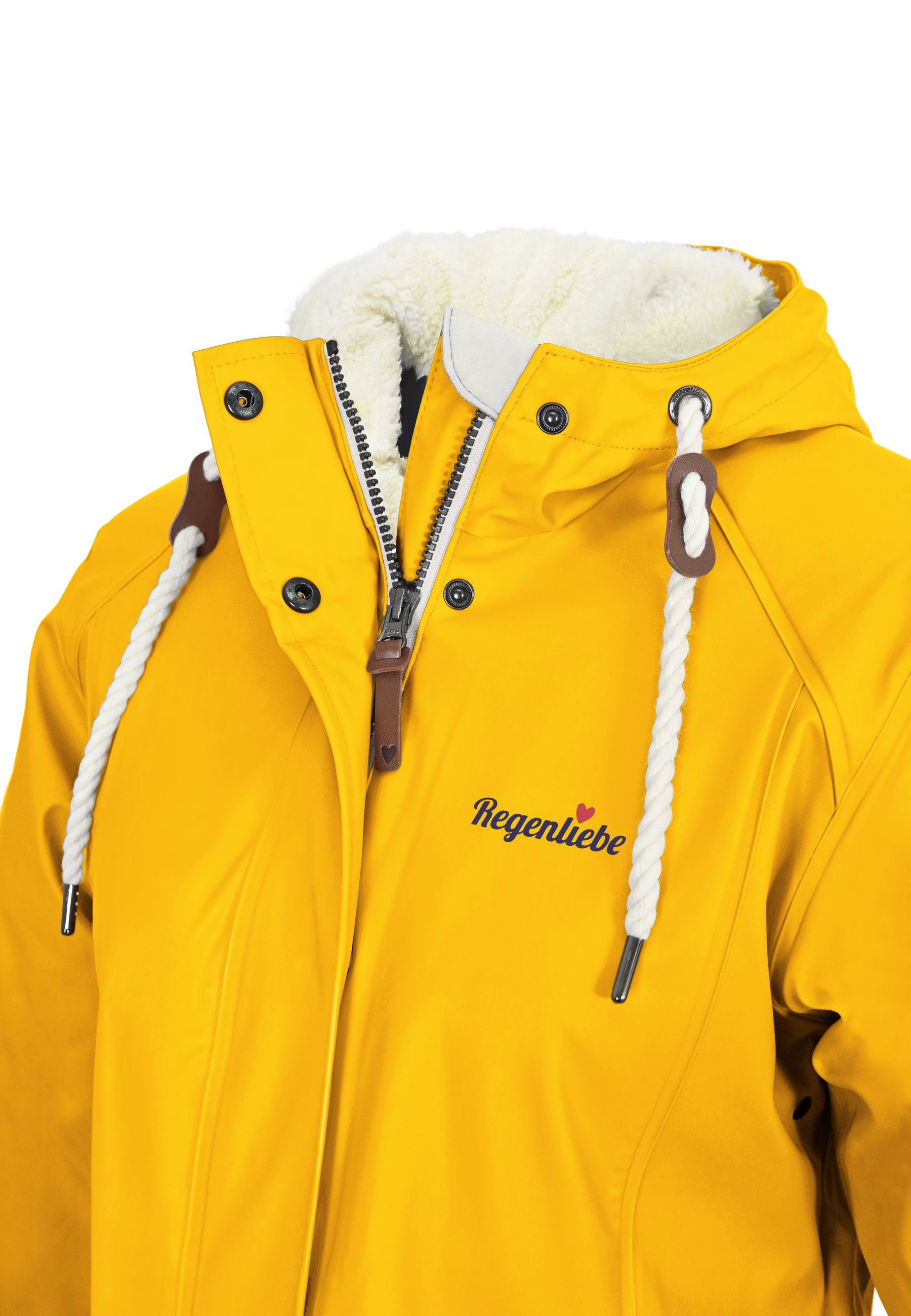 gefüttert mit Regenliebe Winterjacke Teddyfleece gelb Regenparka Friesennerz