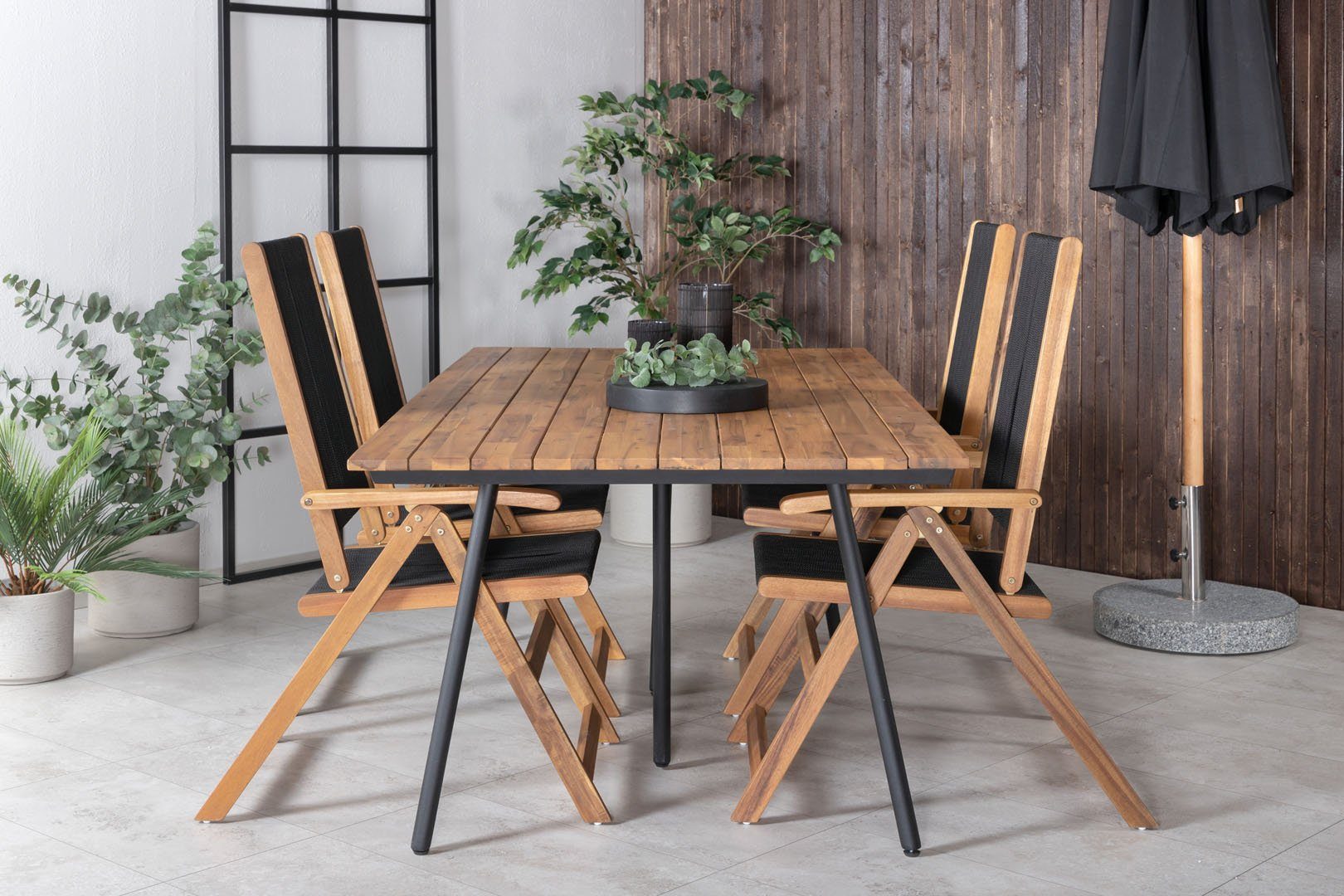 ebuy24 Teakoptik Esstisch schwarz. Gartentisch geölt, Chan