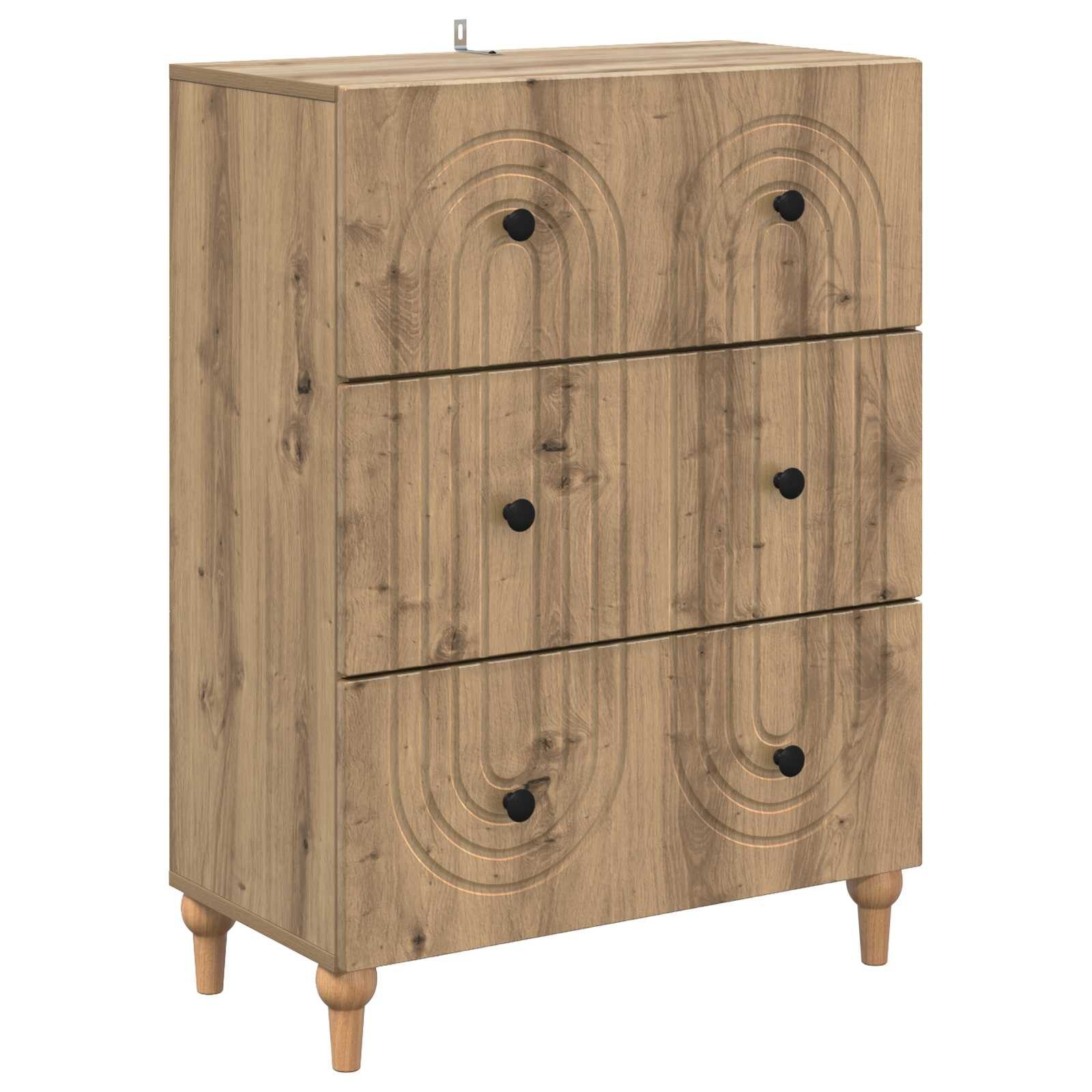 vidaXL Kommode 66 x 34,5 x 90 cm Kommode Schubladenschrank Sideboard Artisan-Eiche 66