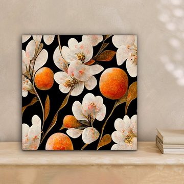 OneMillionCanvasses® Leinwandbild Blumen - Weiß - Orange - Natur, (1 St), Leinwand Bilder für Wohnzimmer Schlafzimmer, 20x20 cm