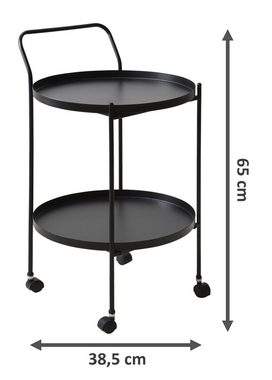 Spetebo Beistelltisch Metall Beistelltisch schwarz - 65 x 38,5 cm (Packung, 1 tlg), Couchtisch mit Rollen