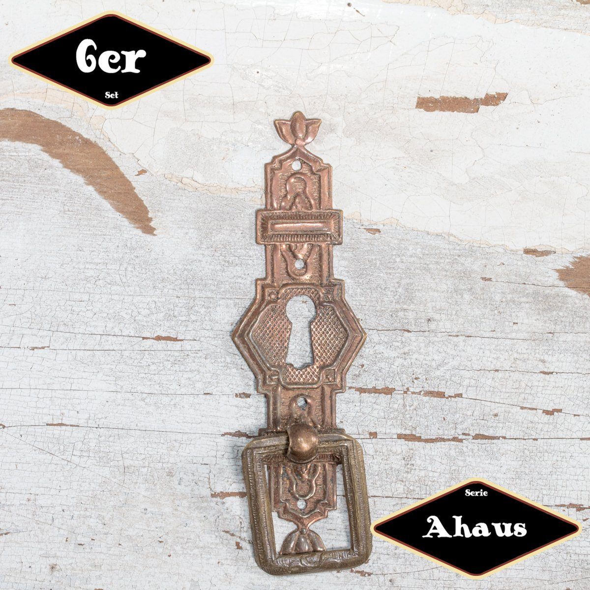 Möbelbeschlag Schubladengriff,Serie"Ahaus",6er Pack, Eisen in Messing