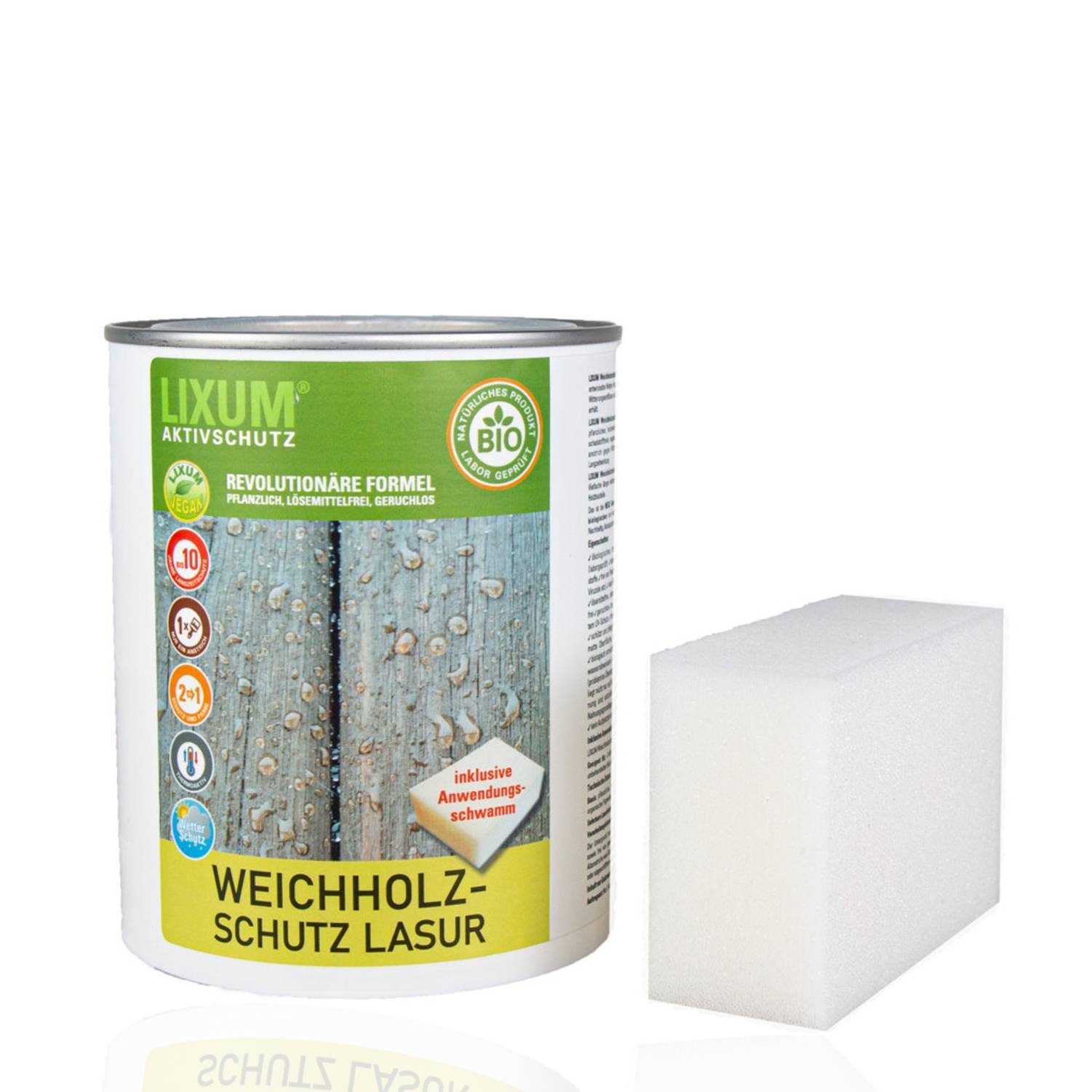 LIXUM - Biologischer Grün Lärche Holzschutzlasur Weichholzschutz LIXUM Holzschutz