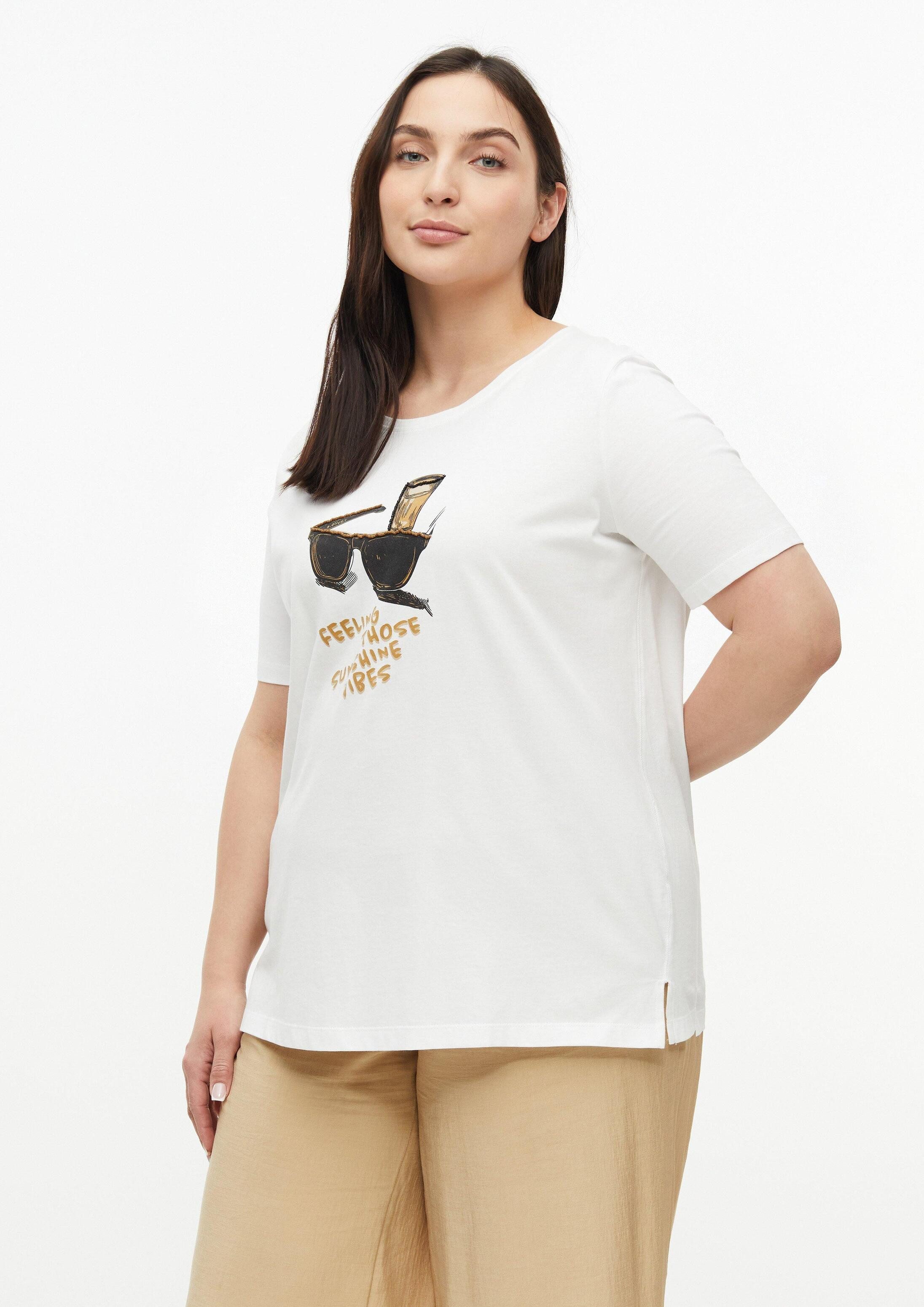 s.Oliver Kurzarmshirt T-Shirt T-Shirt mit Print und Schmuckdetails