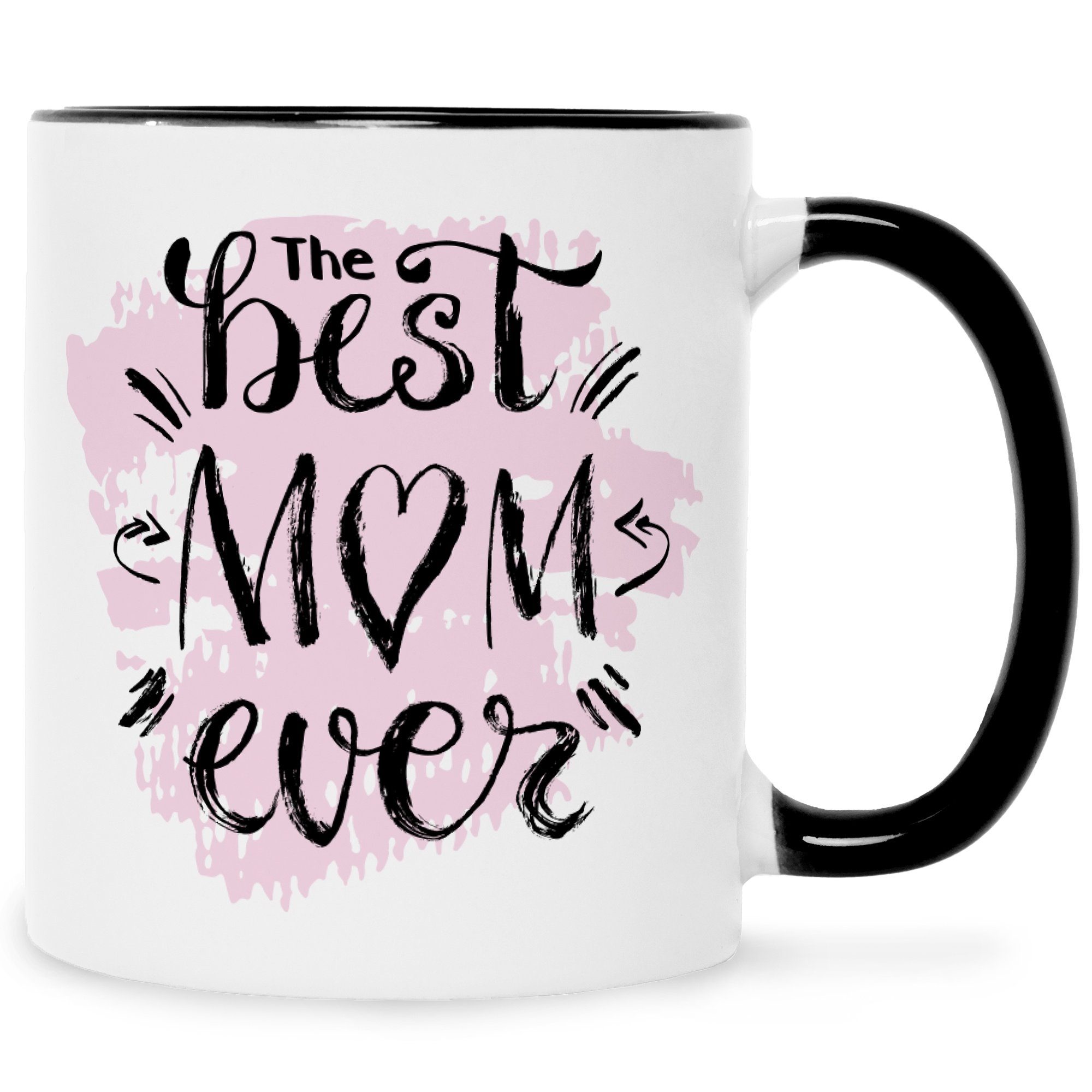 GRAVURZEILE Tasse mit Spruch The best Mom ever, Keramik, Farbe: Schwarz & Weiß