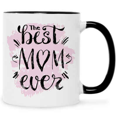 GRAVURZEILE Tasse mit Spruch The best Mom ever, Keramik, Farbe: Schwarz & Weiß