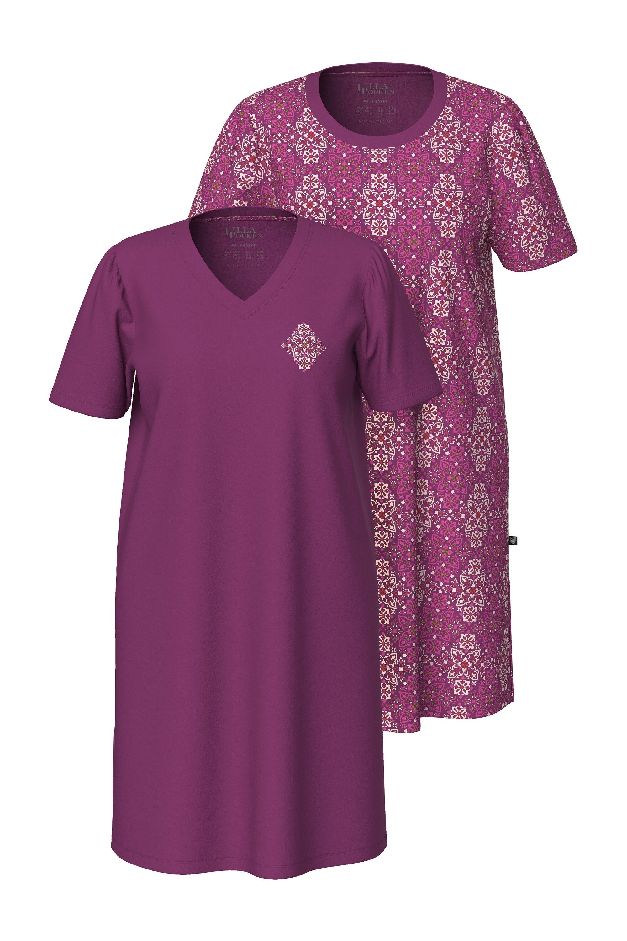 Ulla Popken Bigshirt Bigshirts 2er-Pack Rhomben Rundhals Halbarm günstig online kaufen