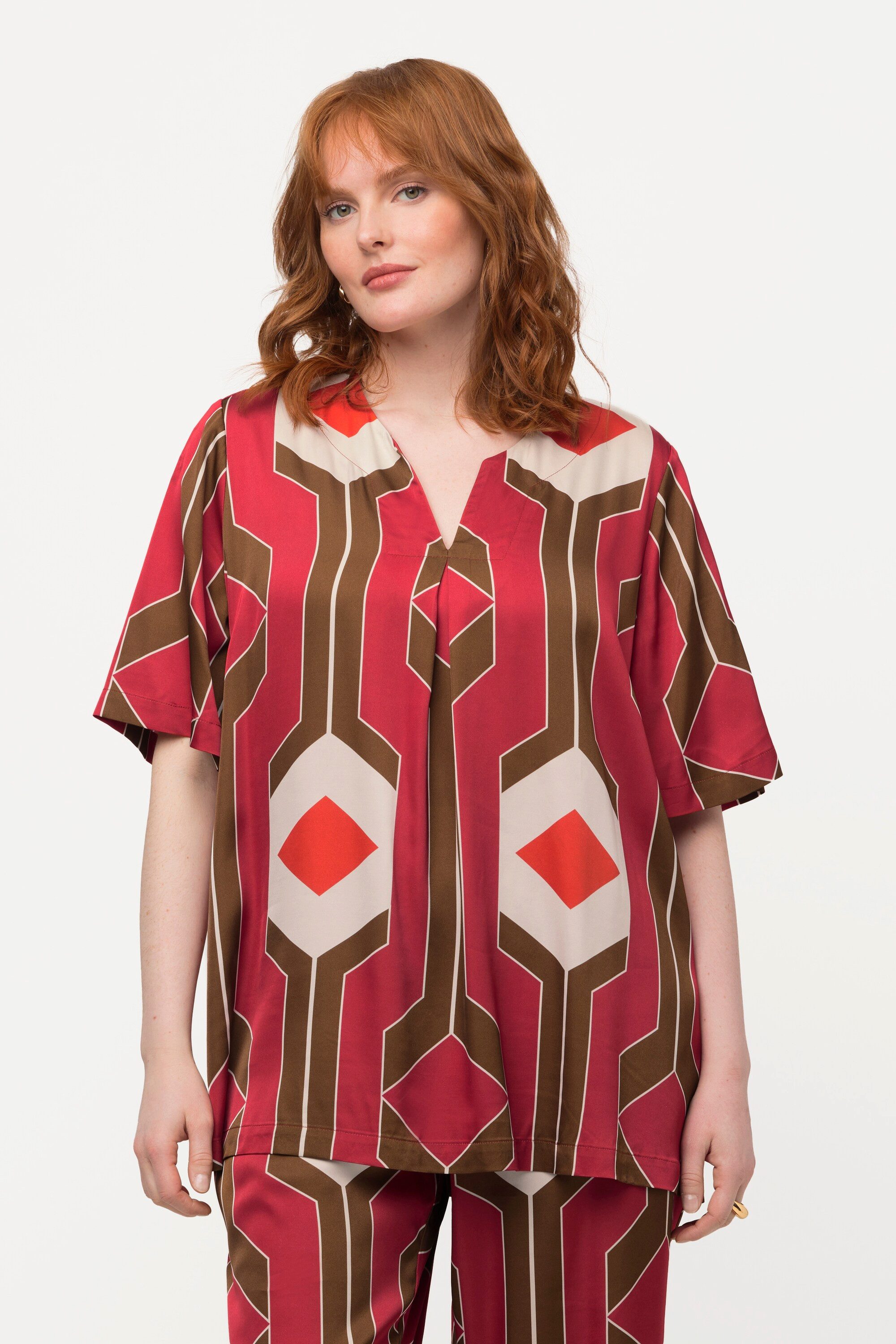 Tunika Tunika Retro-Design A-Linie Tunika-Ausschnitt