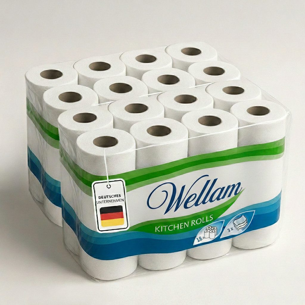 Roxlin Papierküchenrolle Premium Küchenrollen 3-lagig – Ultraweich, Saugstark & Reißfest (16-St)