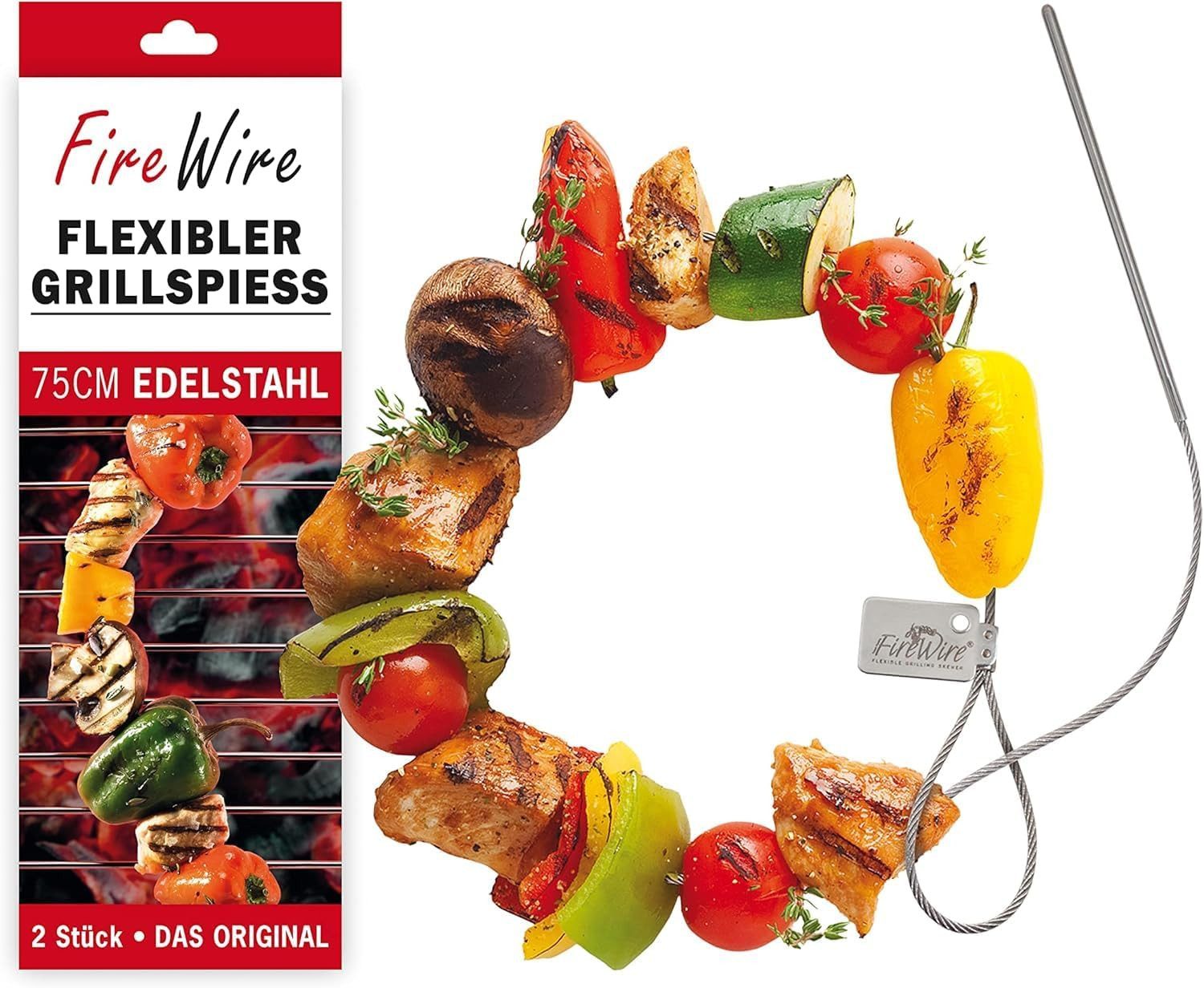 Brainstream Grillspieß Brainstream 2 Stück Flexible Grillspieße aus Edelstahl 75 cm (2-St)