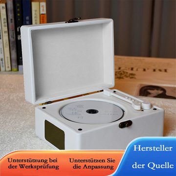 DOPWii Vintage Desktop Bluetooth 5.0 CD-Spieler mit Lautsprechern CD-Player (tragbarer CD-Spieler für Zuhause, Weiß/Braun)