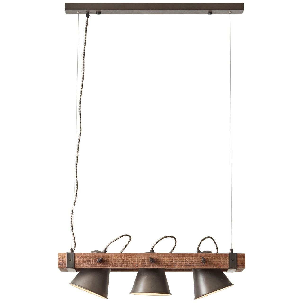 Brilliant Pendelleuchte Plow, ohne Leuchtmittel, Hängelampe 3flg, schwenkbar, stahl/holz