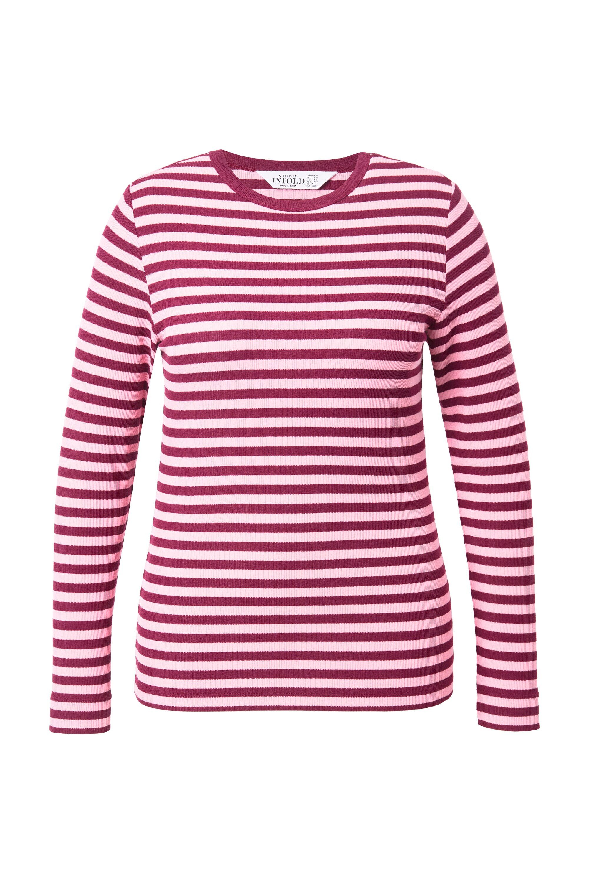 Studio Untold Longsleeve Shirt Slim Shape Ringel Rippjersey Langarm günstig online kaufen