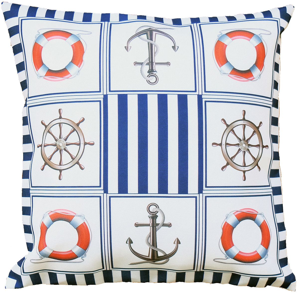 matches21 HOME & HOBBY Kissenbezüge Kissenbezug TERESA 40 x 40 cm maritimes Motiv stilvolle Küsten-Deko, (1 Stück), Kissenhülle für Sofakissen Dekokissen Zierkissen