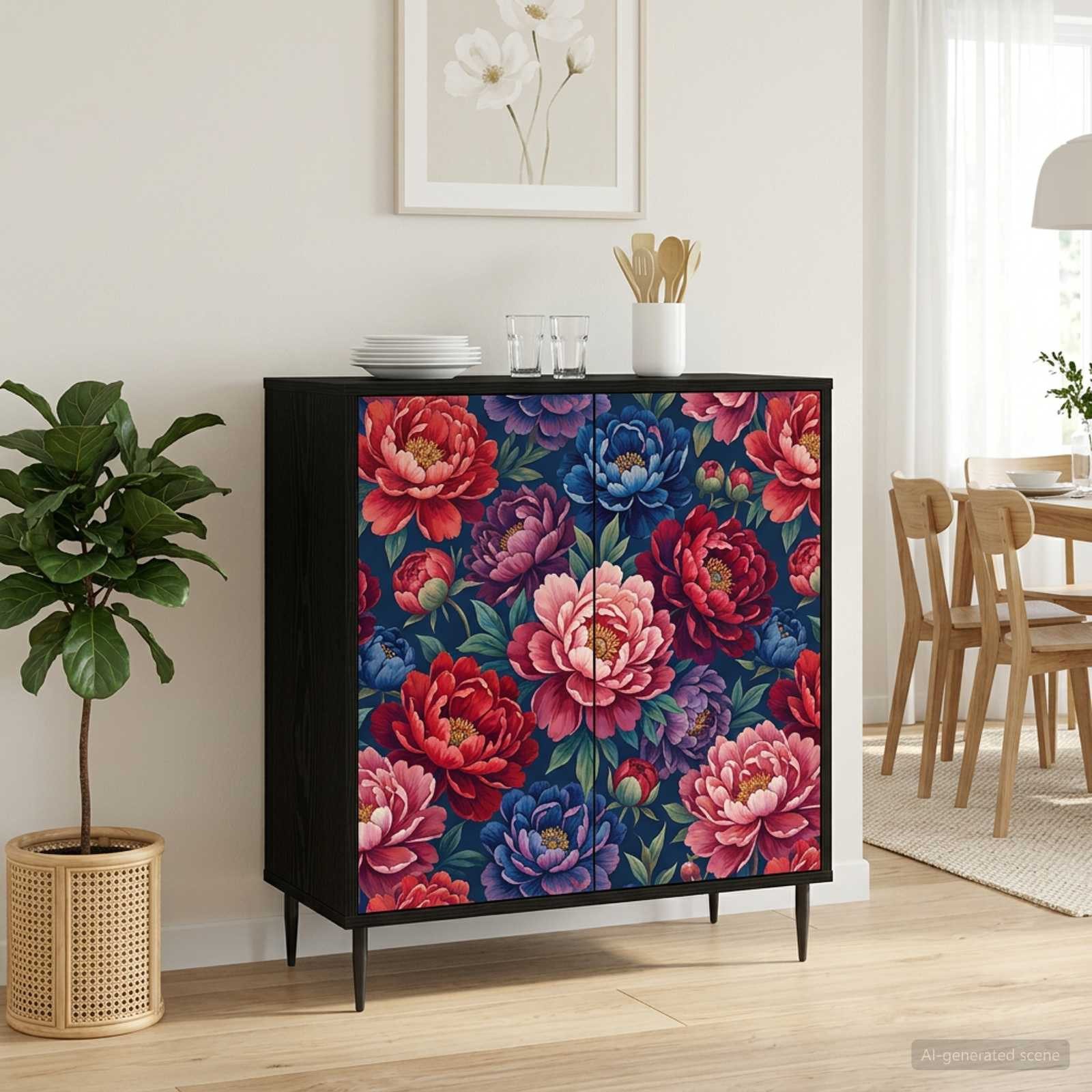vidaXL Sideboard Sideboard AACHEN Schwarz Eichen-Optik 69 x 33 x 76 cm (1 St)