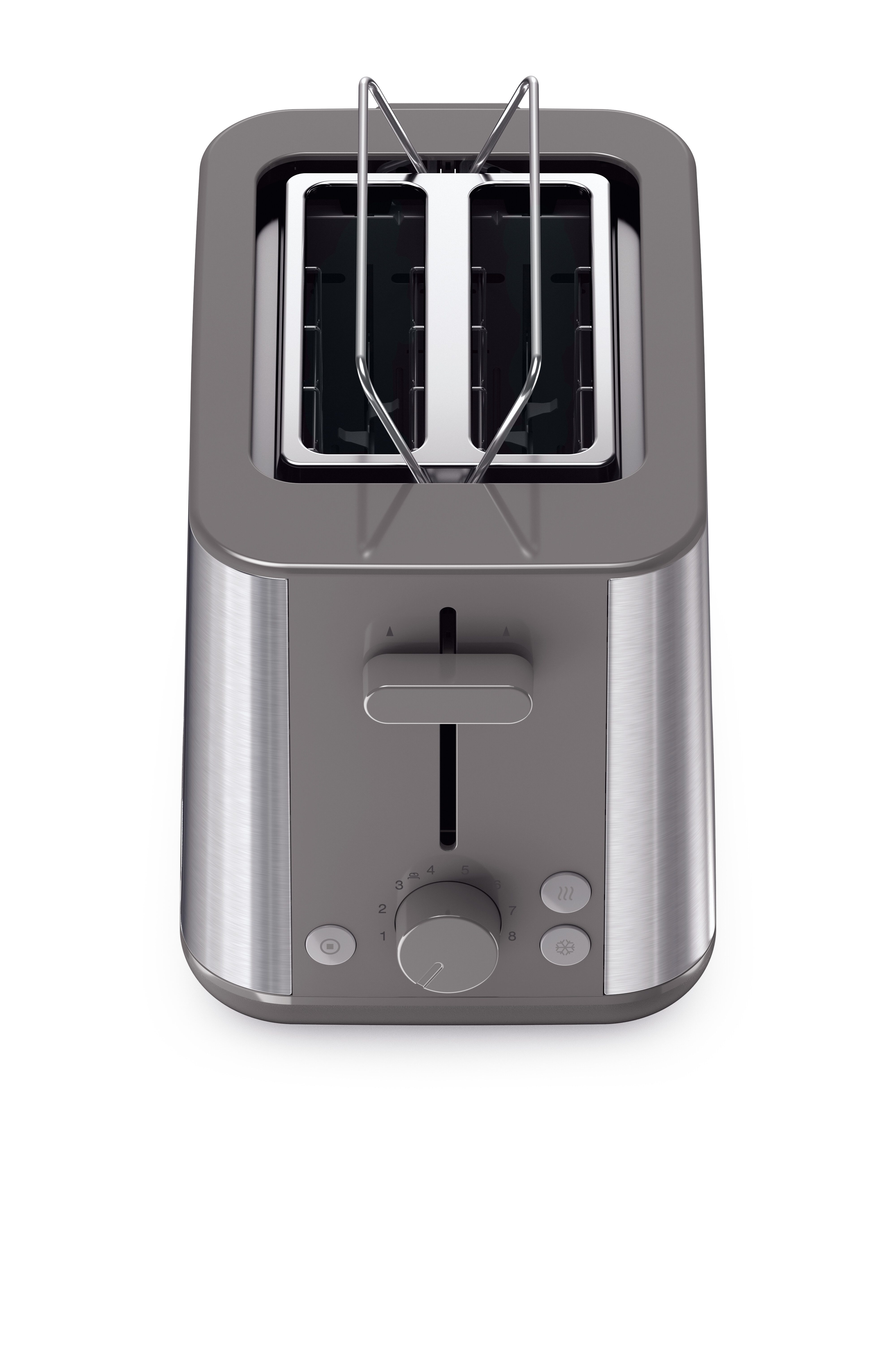 Braun Toaster PurShine HT 1510 GY - 2 Schlitze, 8 Stufen, Auftau- Aufwärmfunktion, 900 W, 900 W, Edelstahl, Automatische Abschaltung, Brötchenaufsatz