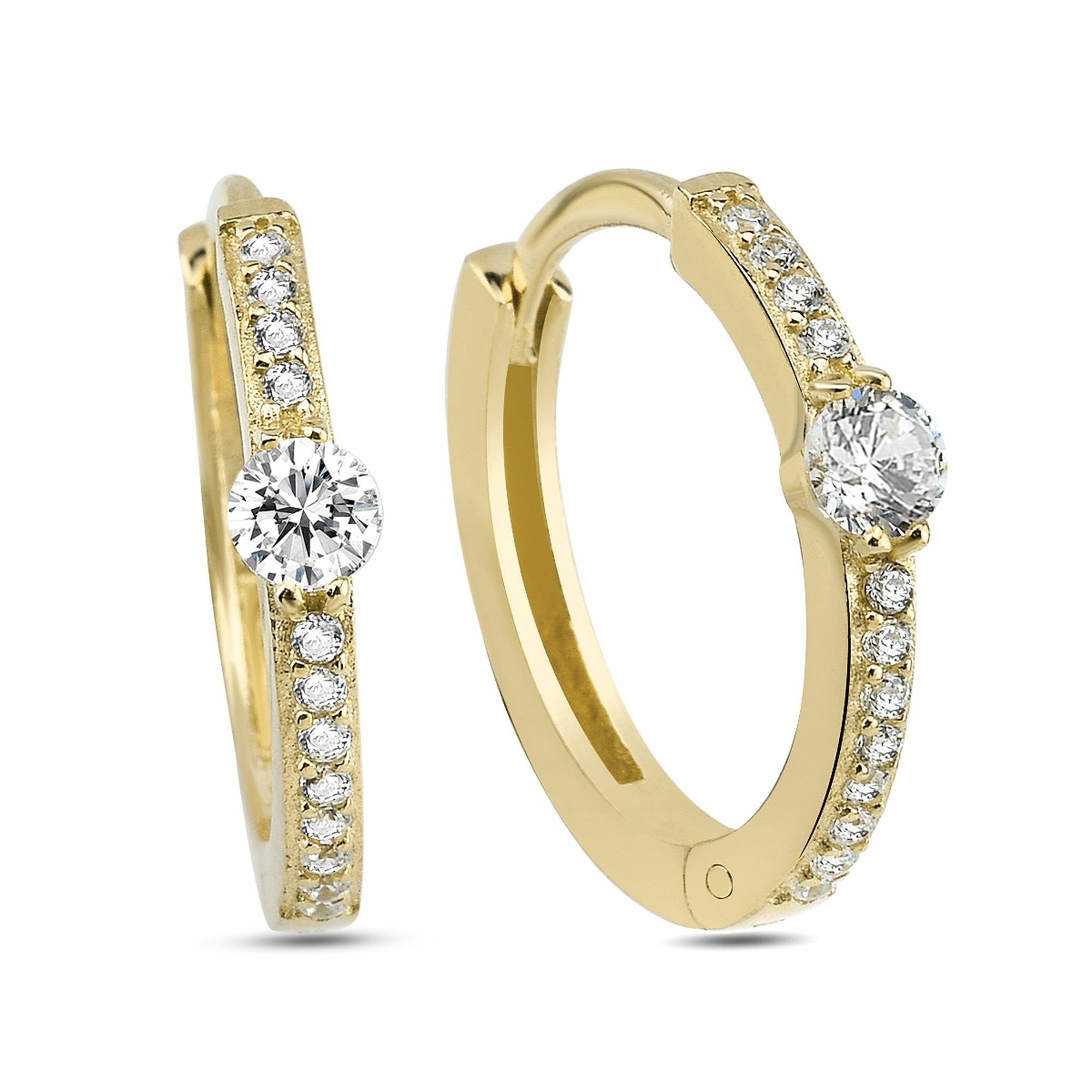 dKeniz Paar Creolen Creolen Solitär 925/- Sterling Silber