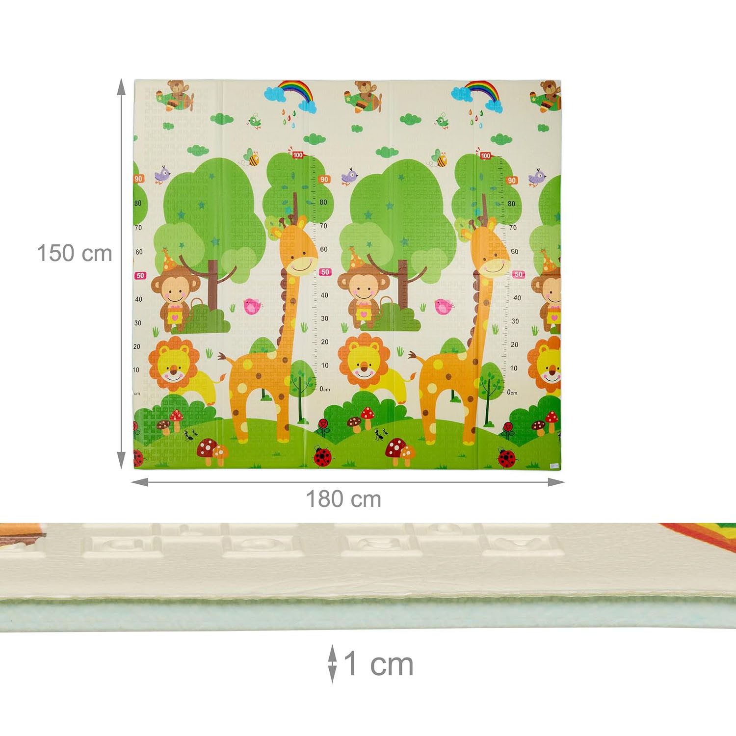 HEYHIPPO Spielmatte Faltbare Babyspielmatte 200x180cm Graffitimatte große Krabbelmatte (Zwei Größen 1,5 oder 2 m, Dicke 1 cm, Sichere wendbare, tragbare, extra große doppelseitige Krabbelmatte), Haushaltsbodenmatte wasserdicht rutschfest geruchlos mit Tragetasche