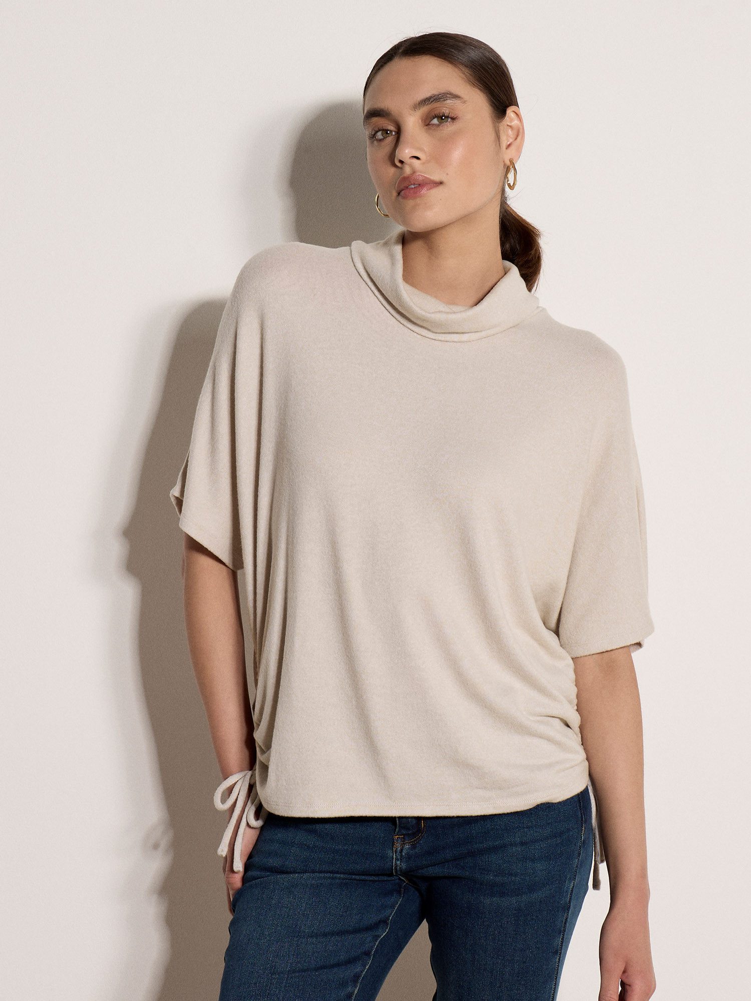 Apricot Fledermausshirt Oversize-Oberteil mit Rollkragen