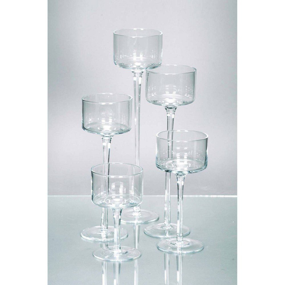 Transparent D:9cm Rudolph Glas Keramik Kerzenhalter, H:25cm