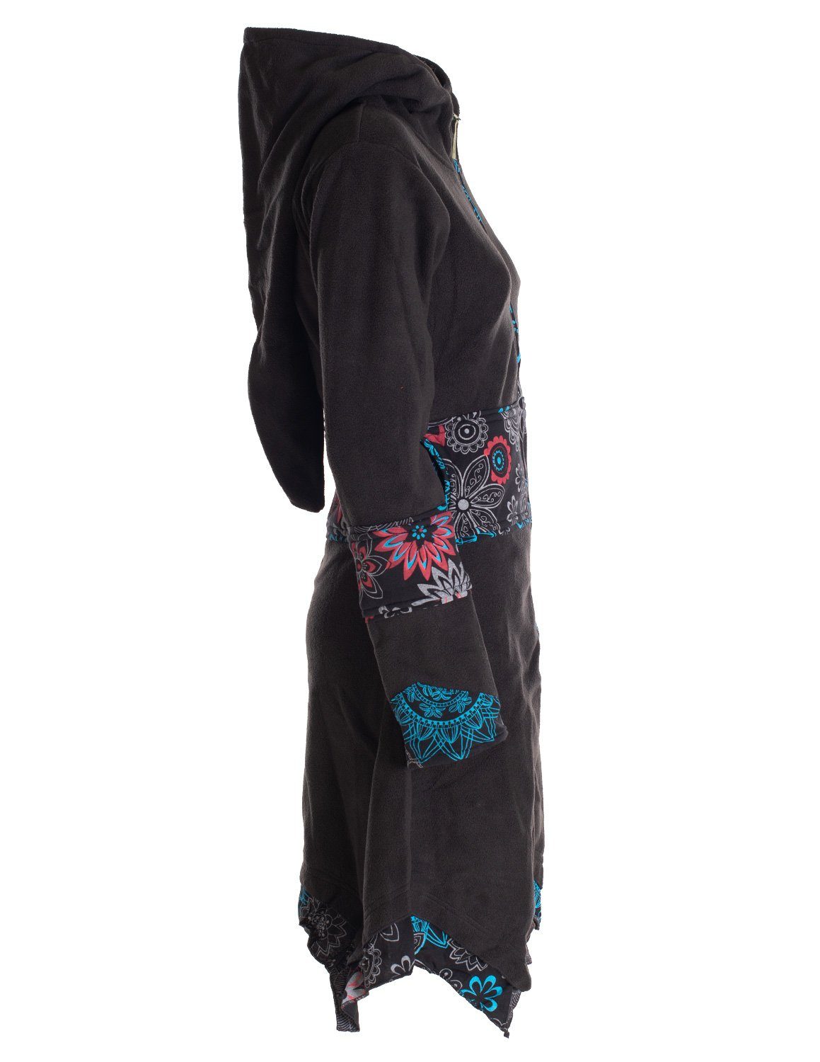 Vishes Kurzmantel Fleece Mantel Fleecemantel Hooded Cardigan Zipfelkapuzenjacke Goa, Gothik, Ethno, Boho Style