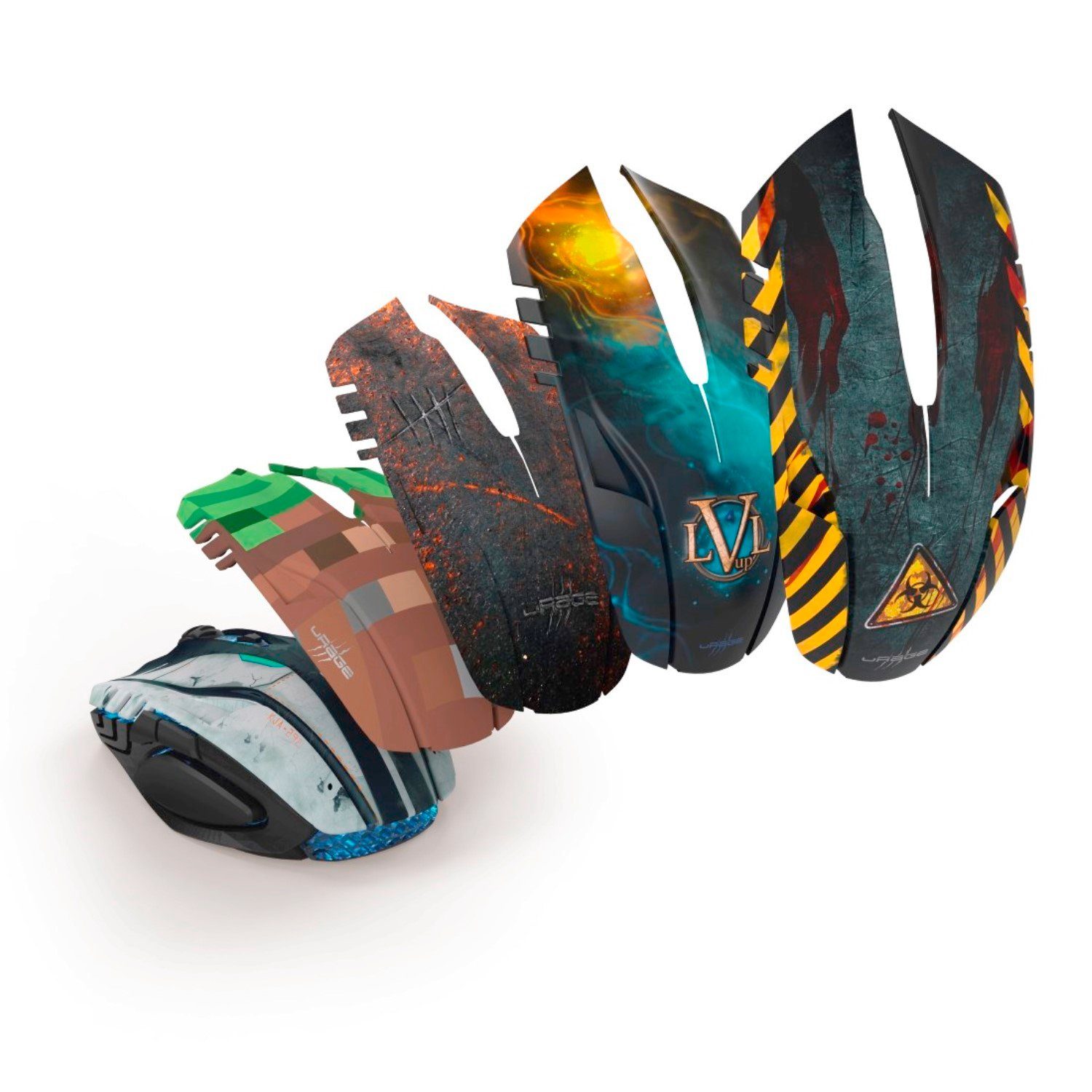 uRage USB Gaming Mouse Morph Maus mit Wechselcover Mäuse (LED Beleuchtung, Optisch mit 3200 dpi Avago Gaming-Sensor, 6 Tasten)