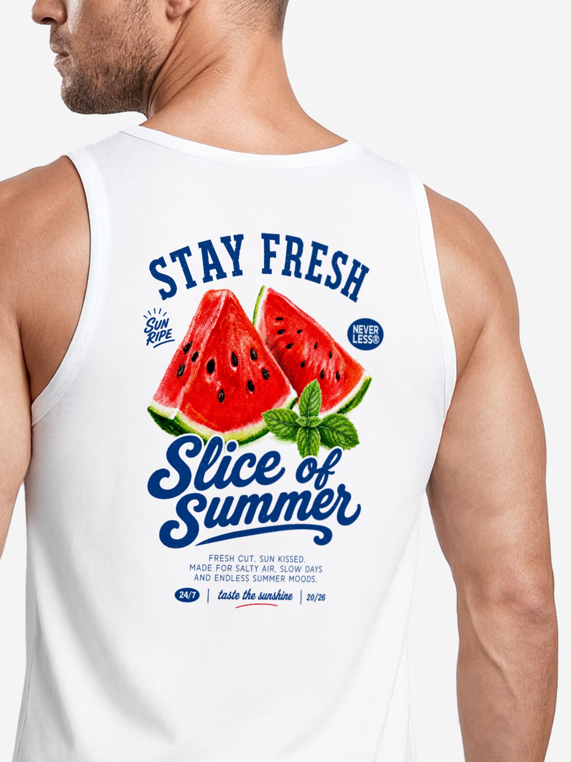 Neverless Tanktop Tanktop Herren mit Grafik-Print - Design Watermelon - Trägershirt mit Print