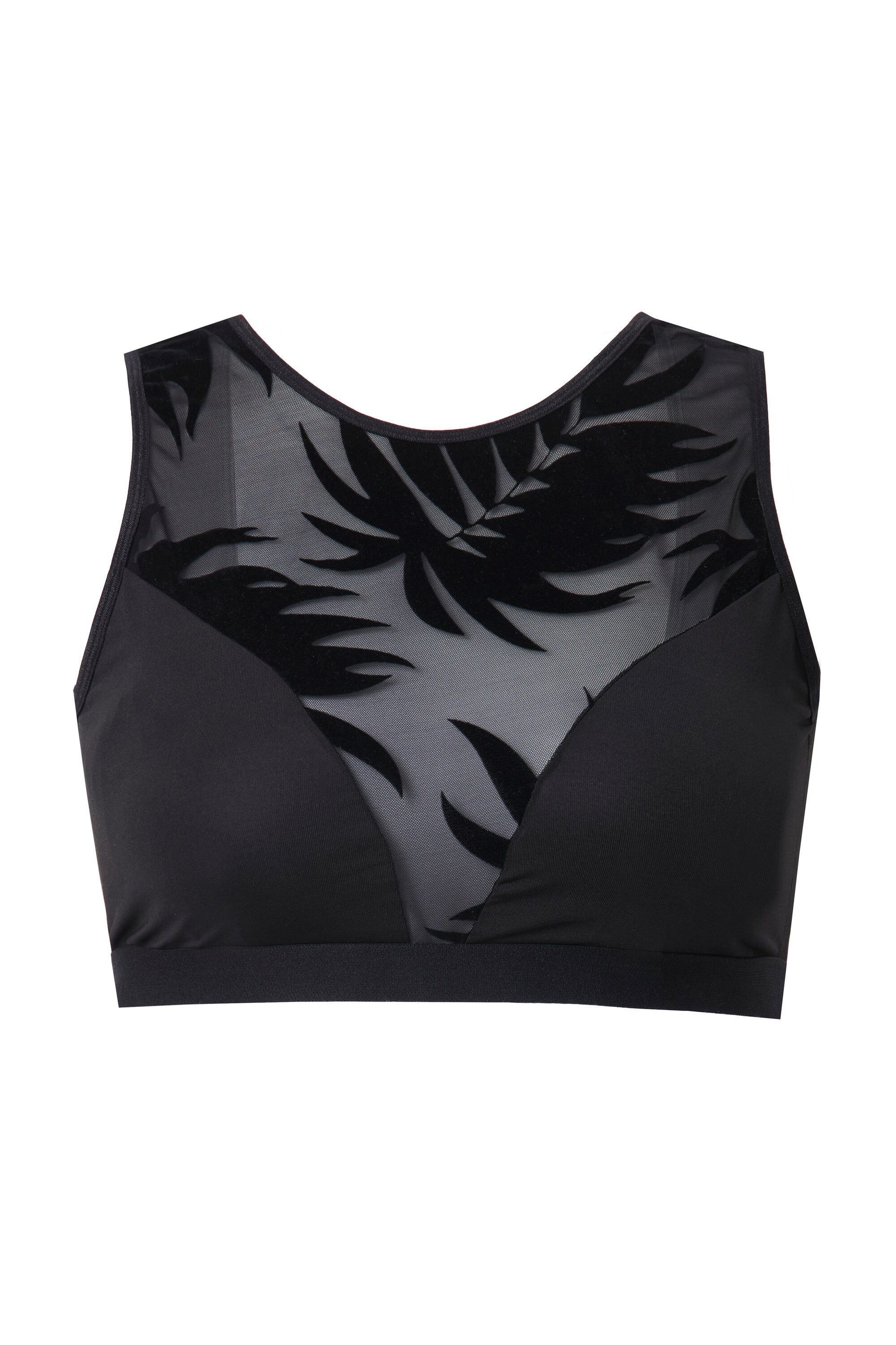 Ulla Popken Soft-BH Bustier Wild Leaves Samtdruck ohne Bügel