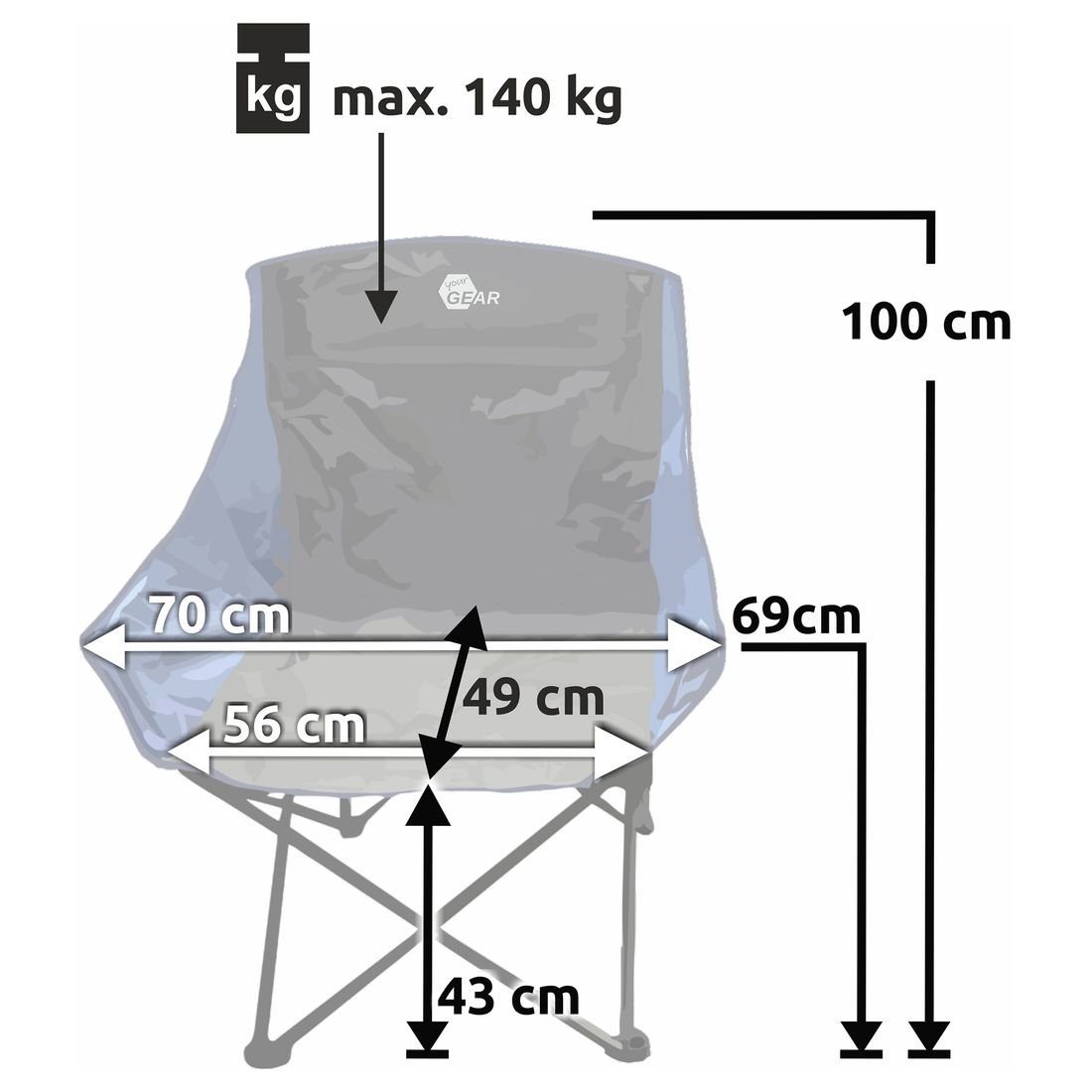 Stuhl Bari XXL Klappstuhl yourGEAR Campingstuhl Faltstuhl Faltstuhl yourGEAR