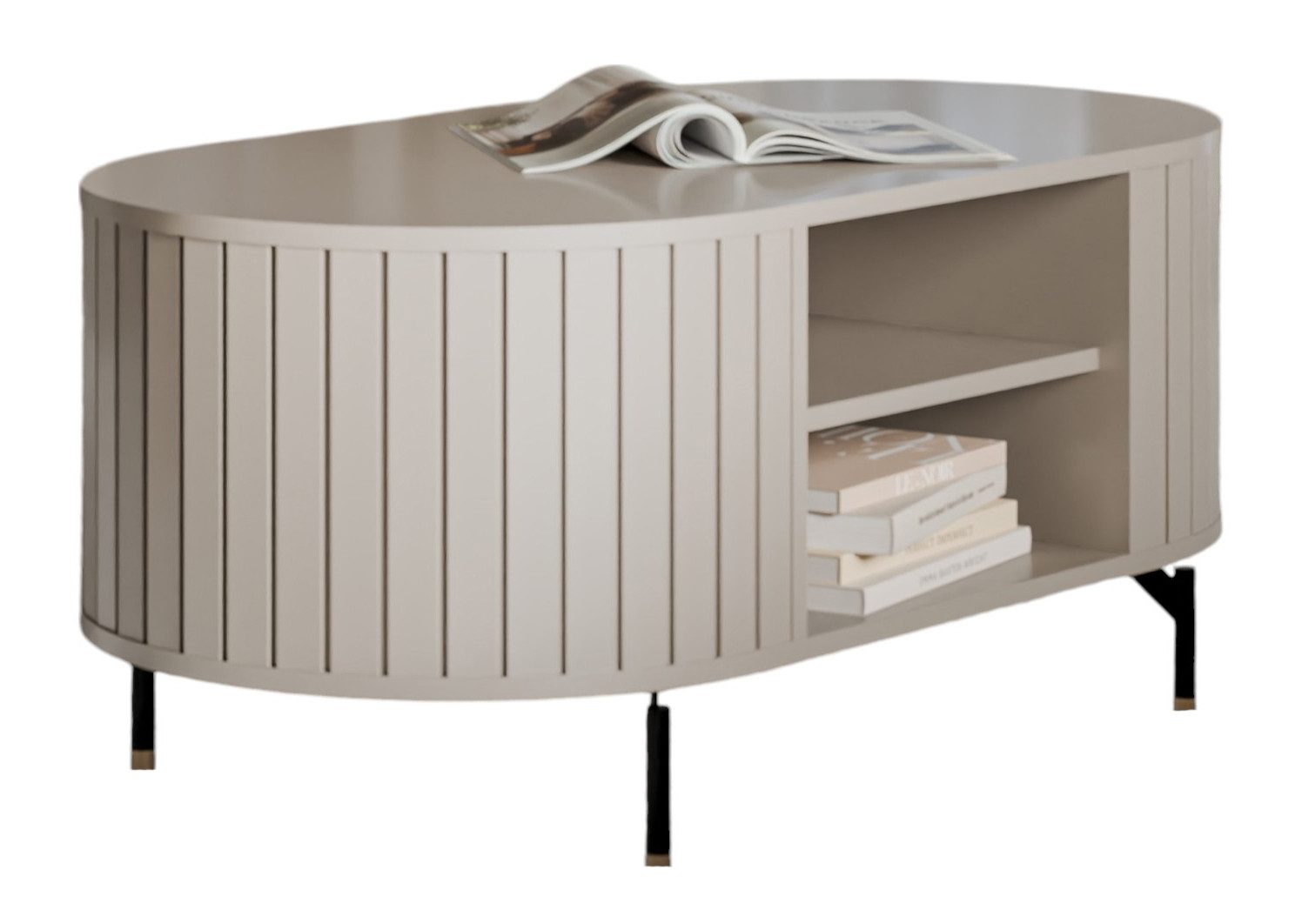 Compleo Couchtisch mit Ablagefach, Tee Tisch, Glamour design, Lamellen opti günstig online kaufen